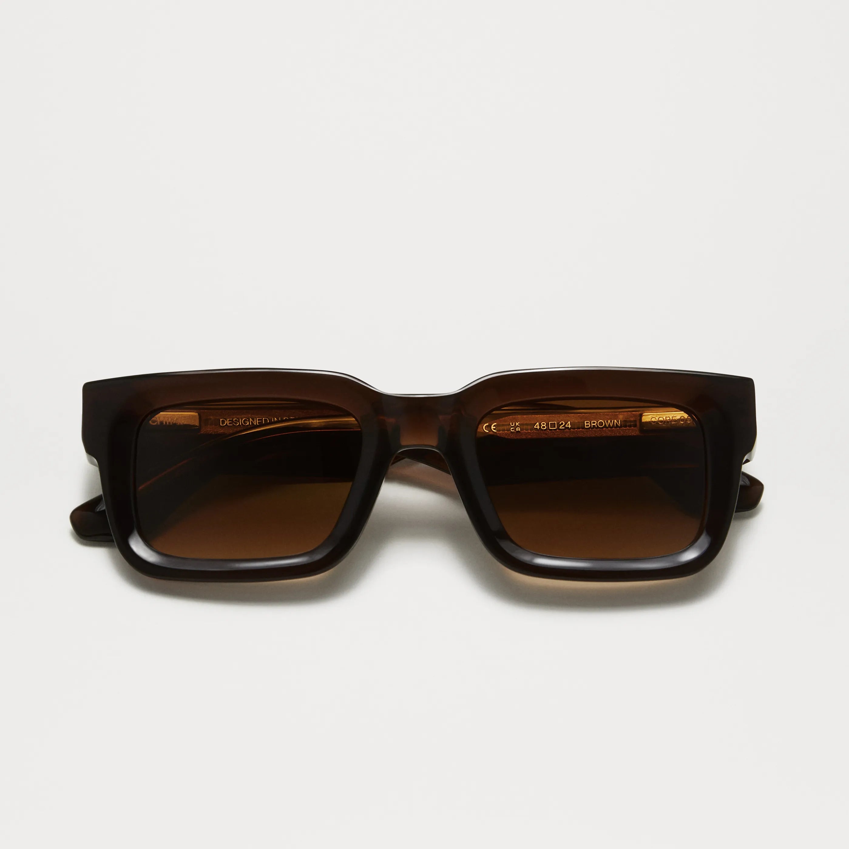 05 Core Brown Sunglasses featuring durable Acetate, anti-scratch lenses, and 100% UV protection.