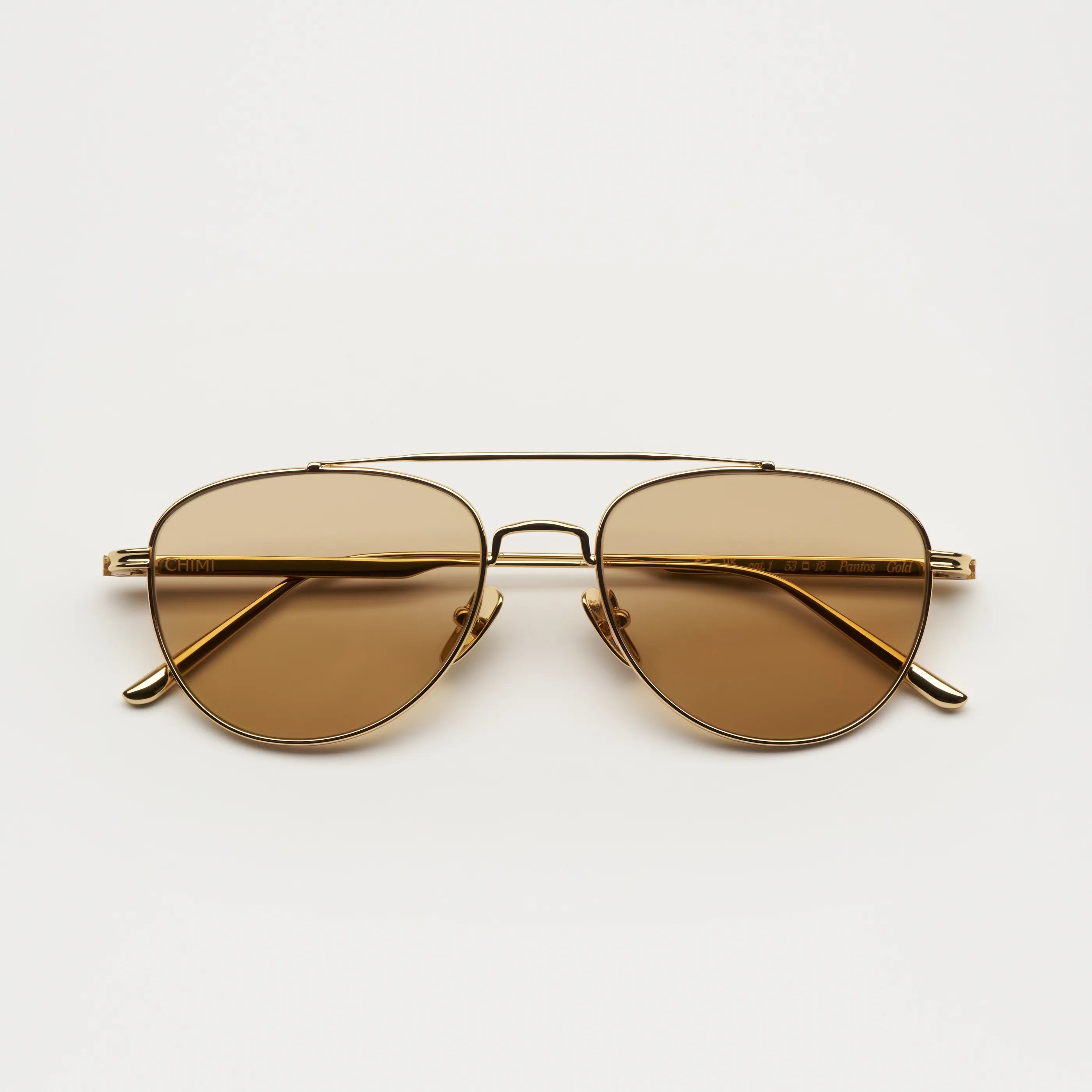Pantos Gold Sunglasses with UV 400 protection and eco-made bio nylon frame.
