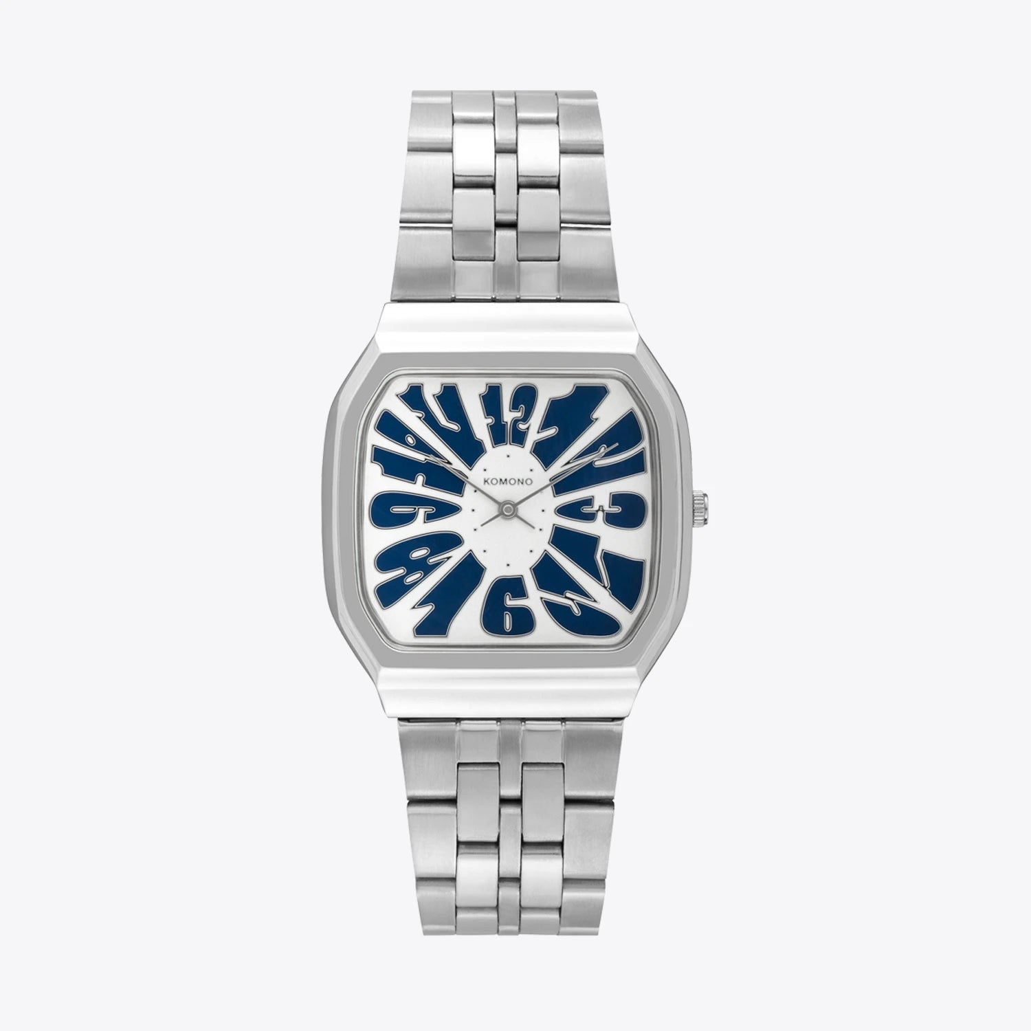 Max Flower Silver Moon Blue Watch with stainless steel strap and unique blue dial design, unisex style.