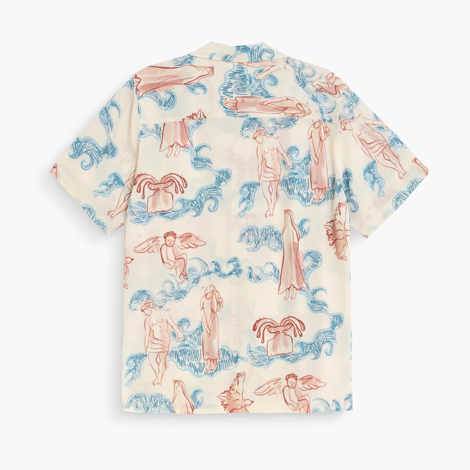 Lorien Rocco Shirt back view with artistic design, lightweight and breathable, ideal for warm weather.