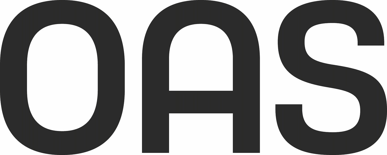 Black 'OAS' logo on a white background