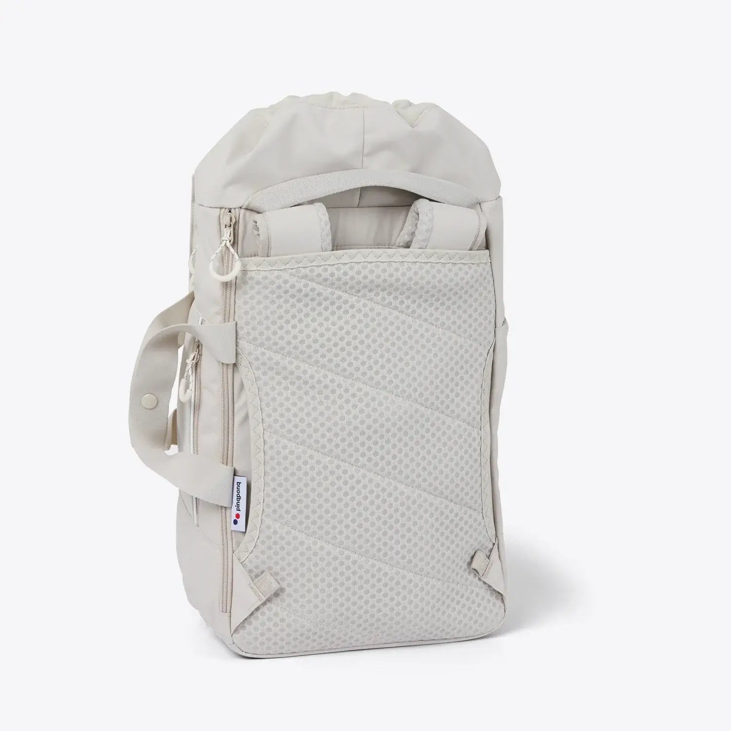 Blok Medium Cliff Beige Backpack with padded straps and top zipper closure, perfect for daily use.