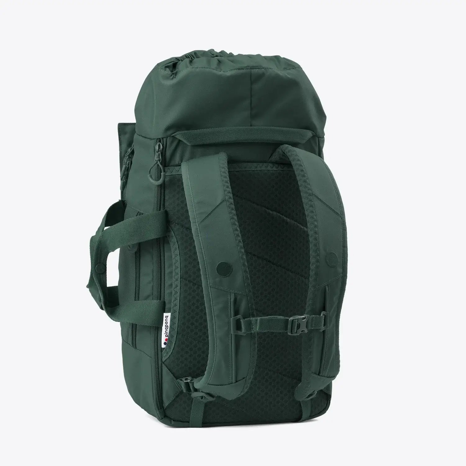 Blok Medium Cosmo Green Backpack side view showcasing durable fabric and adjustable straps.