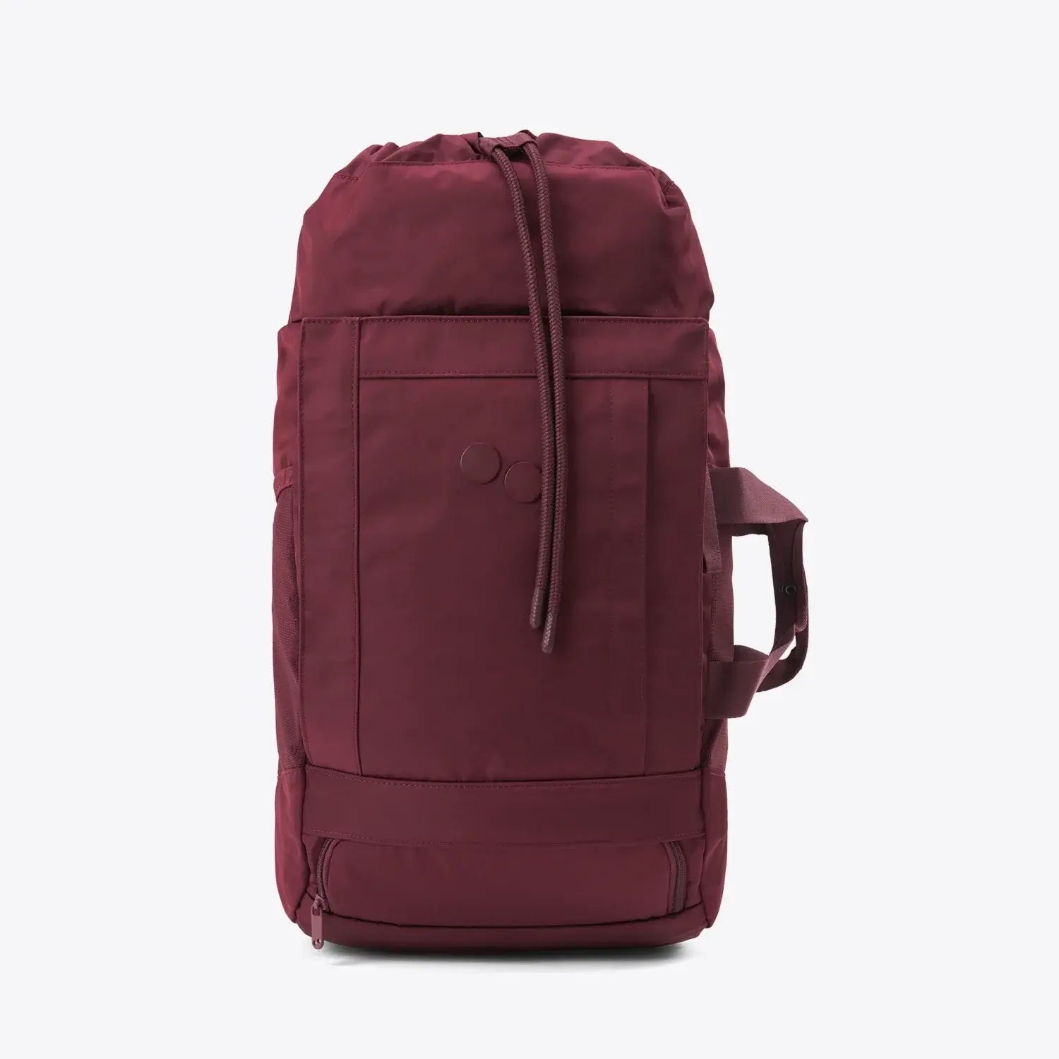 Blok Medium Glazed Red Backpack with drawstring closure and side access for laptop storage.