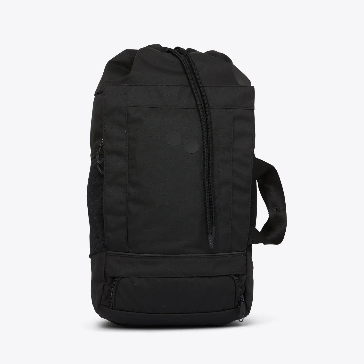 Blok Medium Rooted Black Backpack with multiple access points and water repellent fabric.