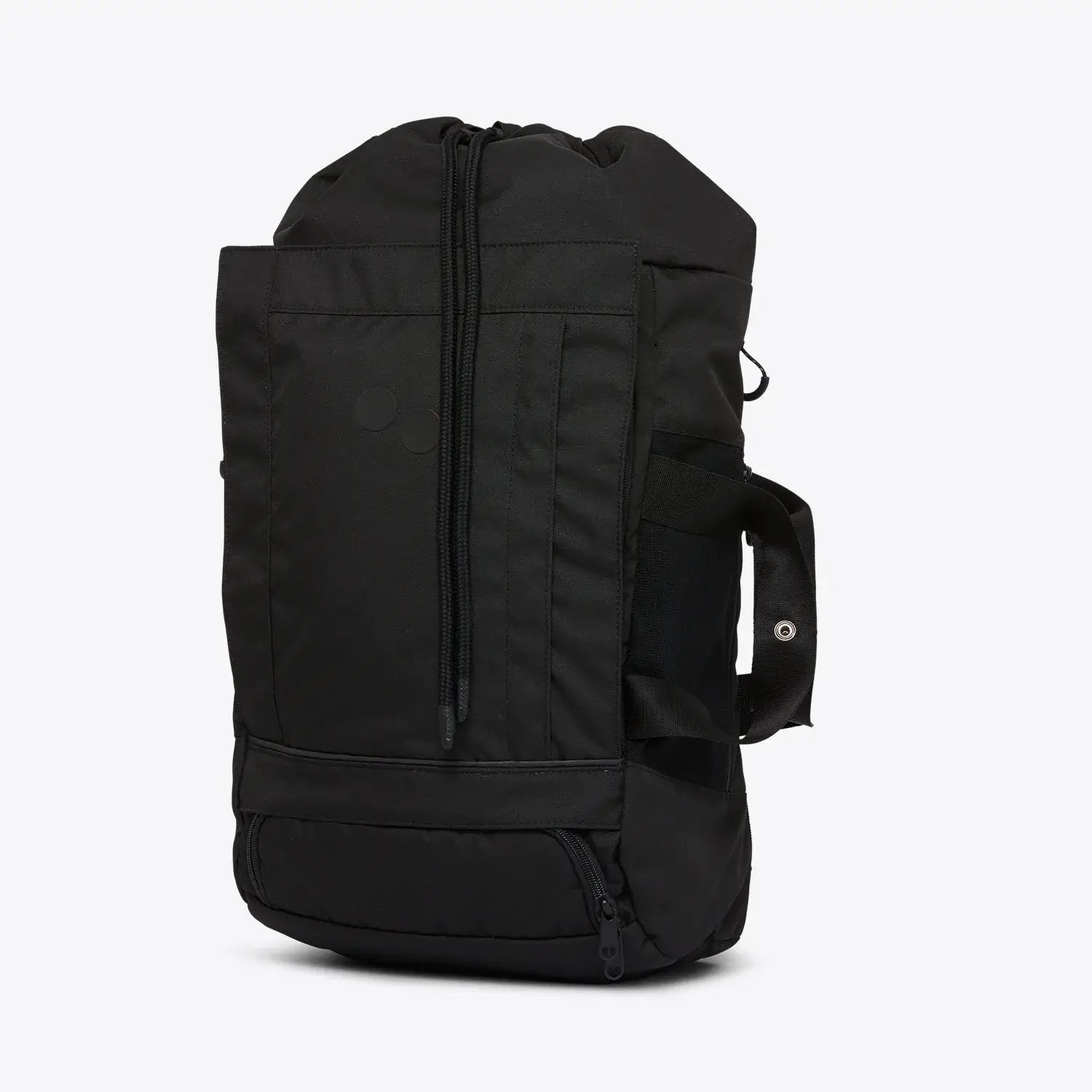 Blok Medium Rooted Black Backpack side view showcasing zipper closure and durable design.