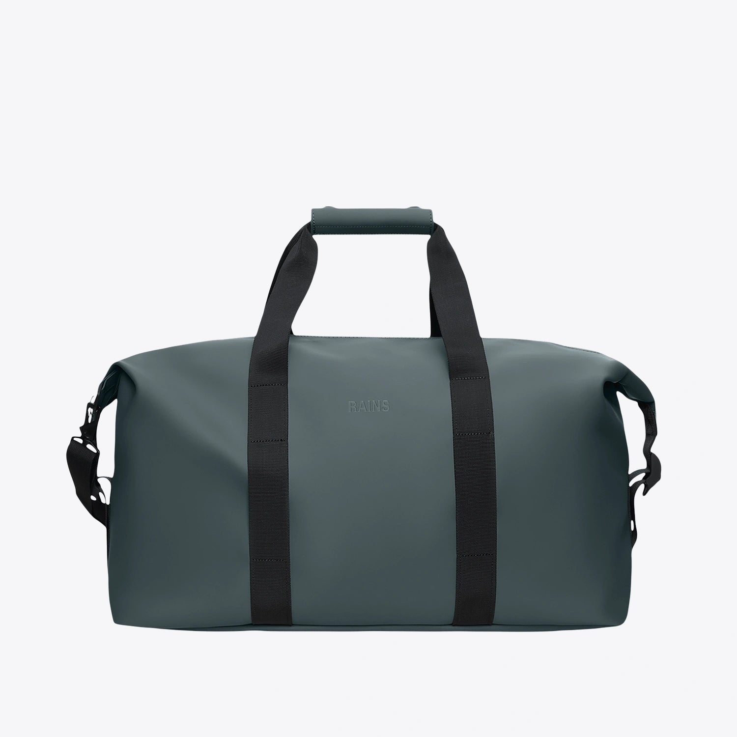 Weekend Bag Dark Grey, completely waterproof with coated zip closure and adjustable detachable belt.