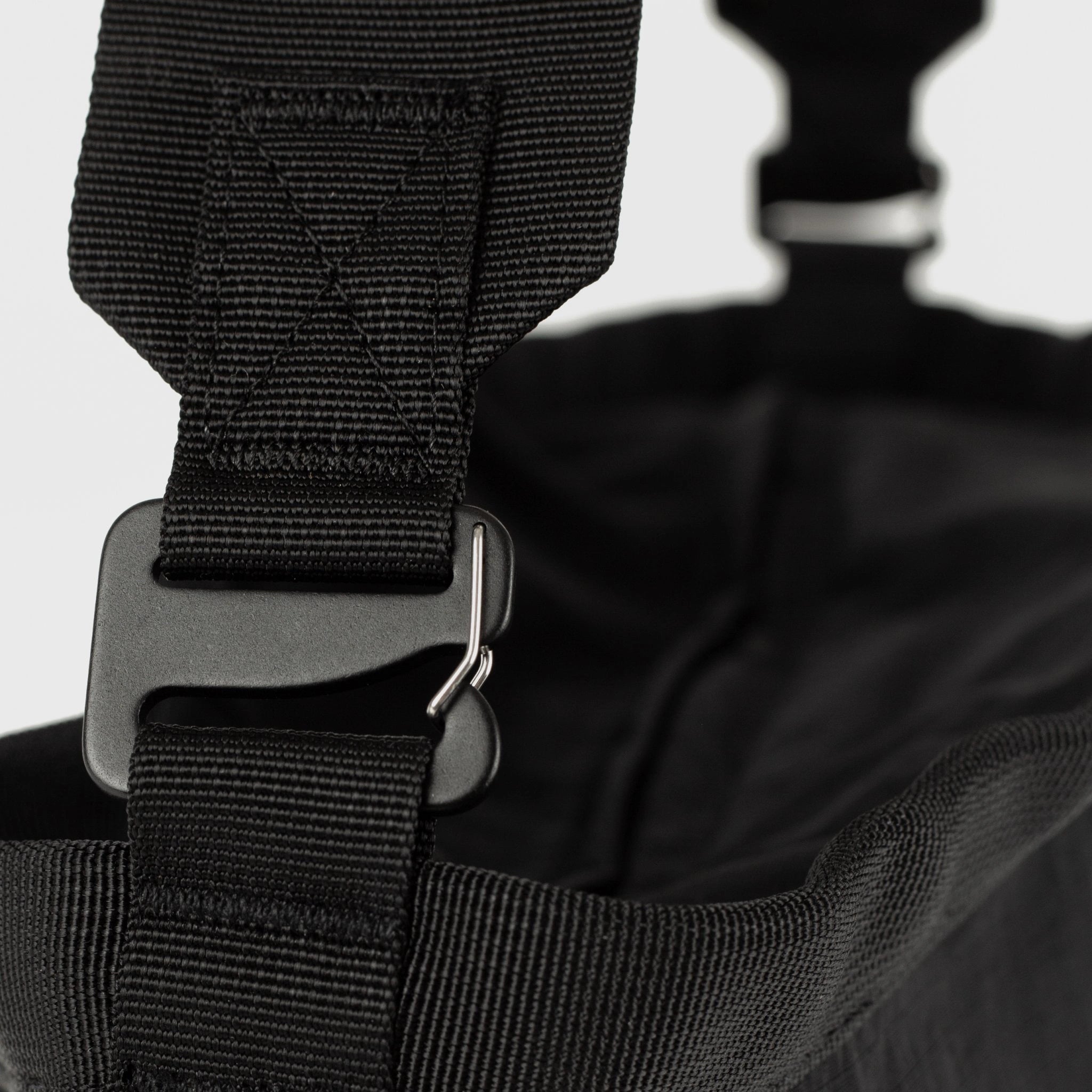 Grid Crossbody Bag Black Shoulder Bag adjustable strap detail close-up