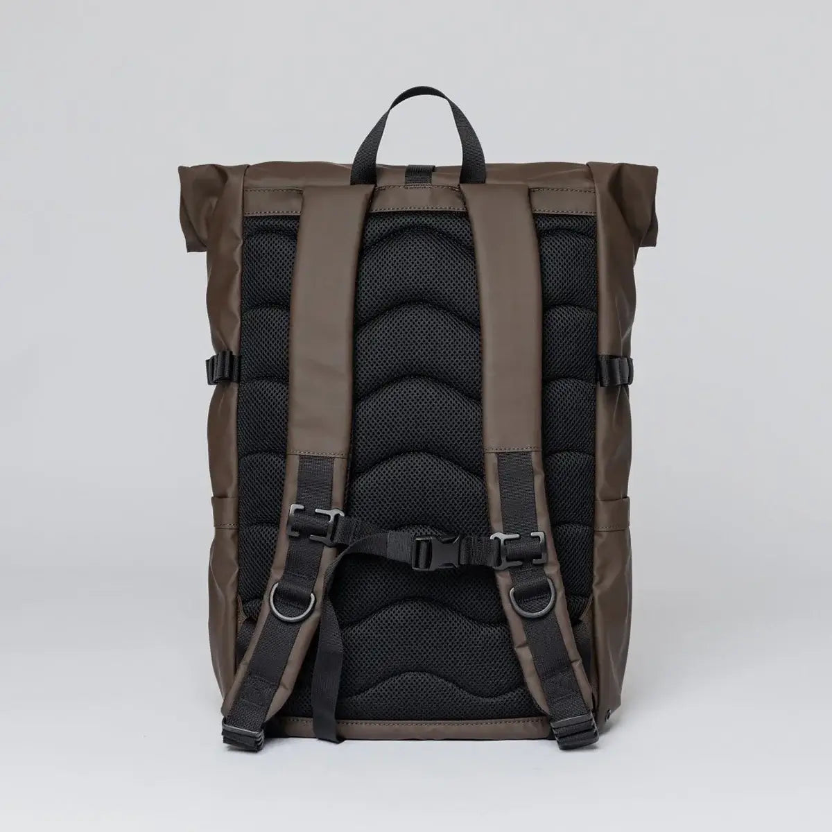 Stream Rolltop Backpack L Brown Backpack featuring padded straps and breathable back panel.