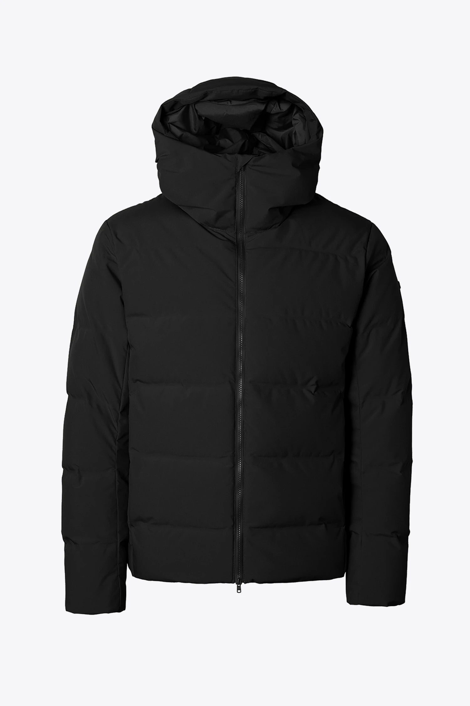 Torrent II Onyx Coat, a waterproof and insulated black puffer jacket with hood for extreme weather protection.