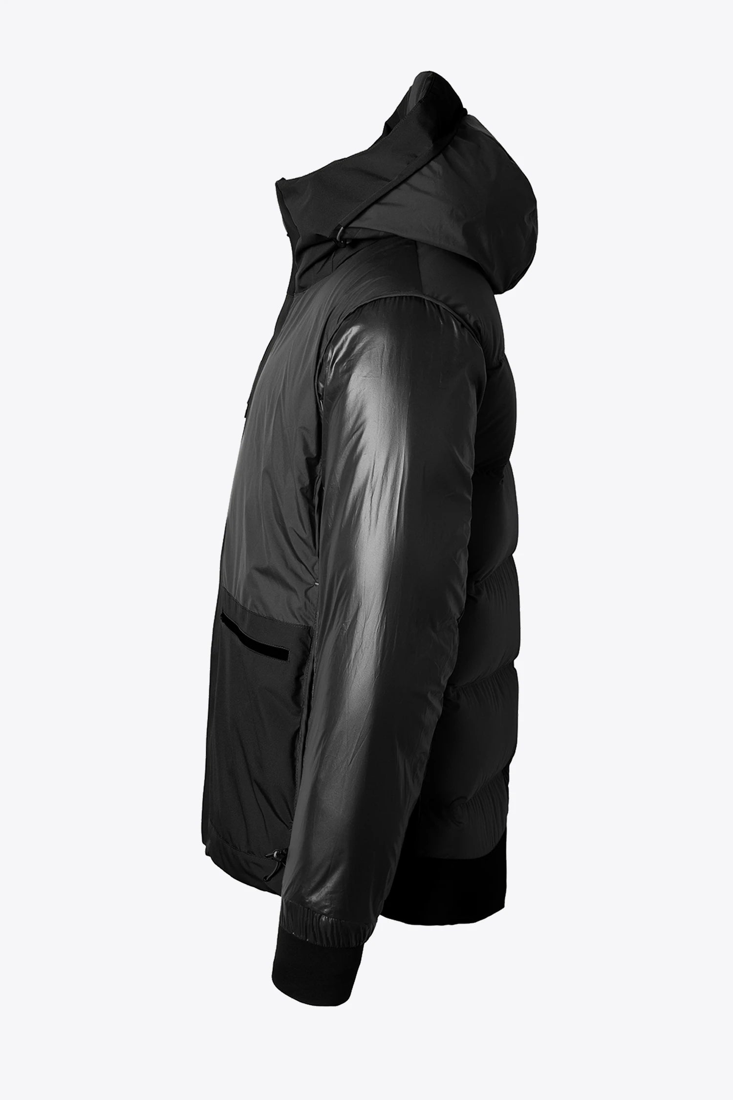Torrent II Onyx Coat side view showcasing its sleek design and insulation features.