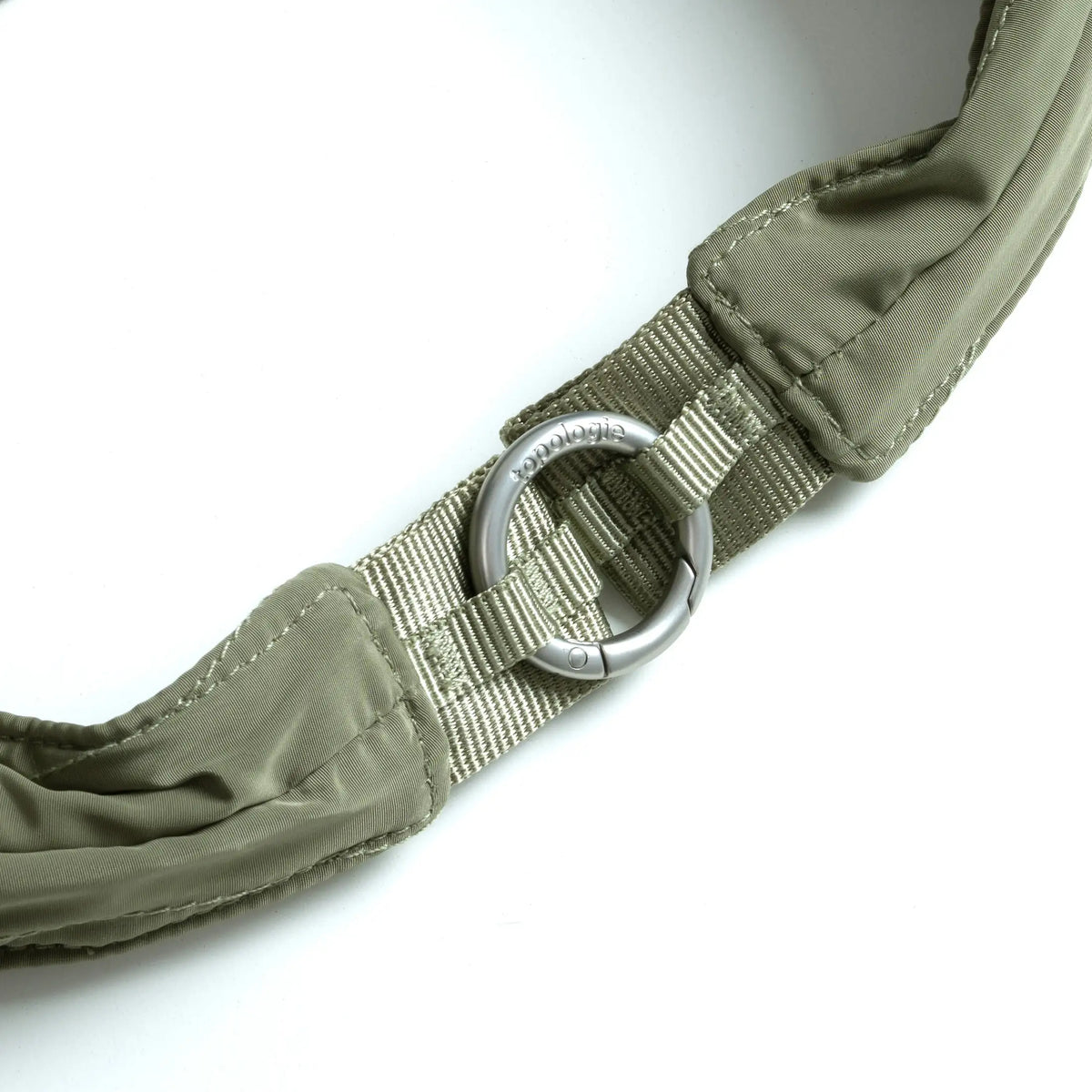 Cloud Hobo Small Chrome Space Coated Shoulder Bag strap detail with metal ring and padded fabric.