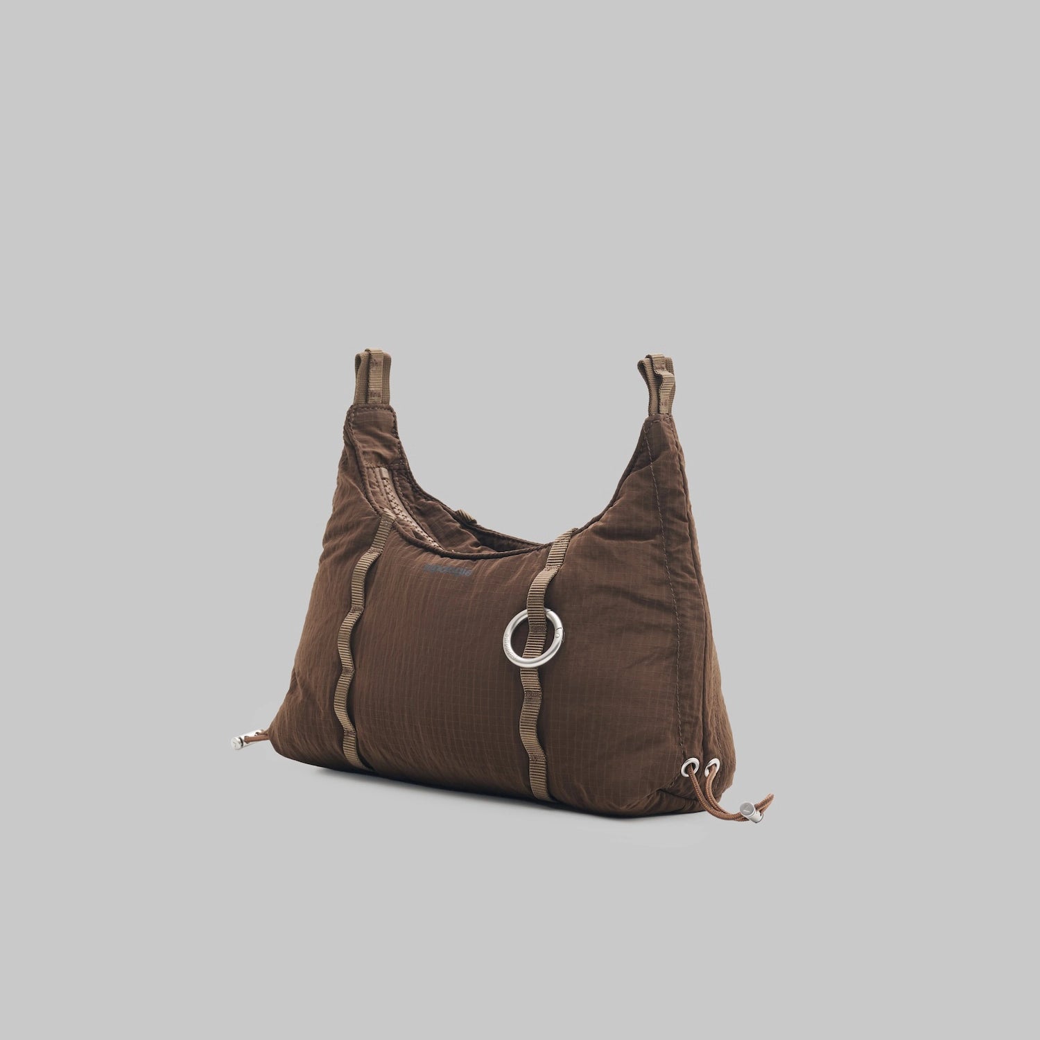 Cloud Hobo XS Cocoa Vintage Ripstop Shoulder Bag featuring drawstring details and daisy chain webbing.