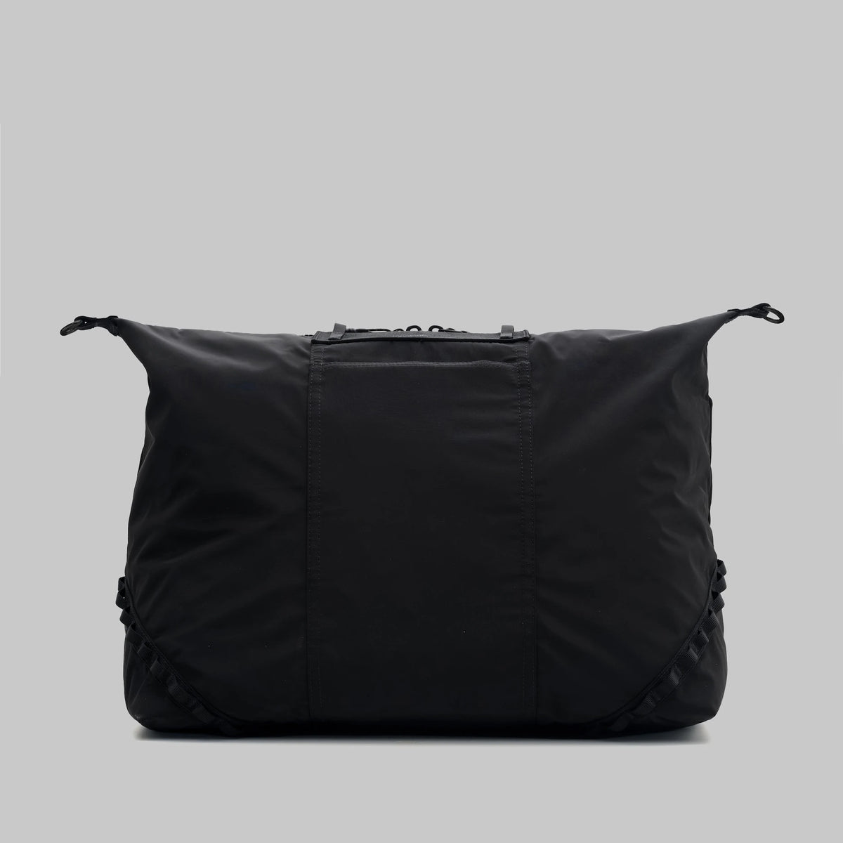 Explorer Tote Weekender Black Tech Sateen Shoulder Bag in black, versatile design with multiple carrying options.