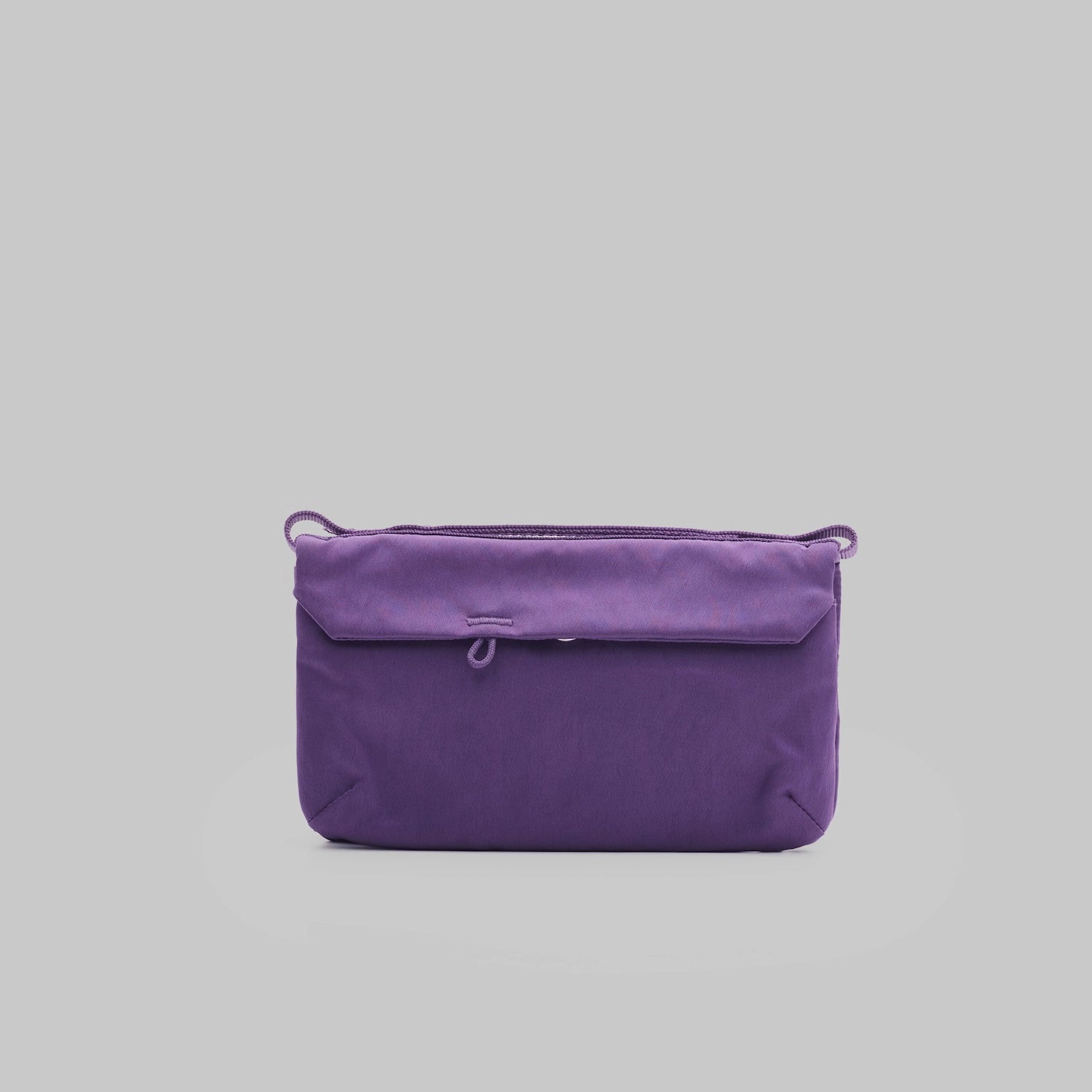 Phone Sacoche 90 Purple Washed Silk Nylon Bag with four zipped compartments and quick access phone pocket.