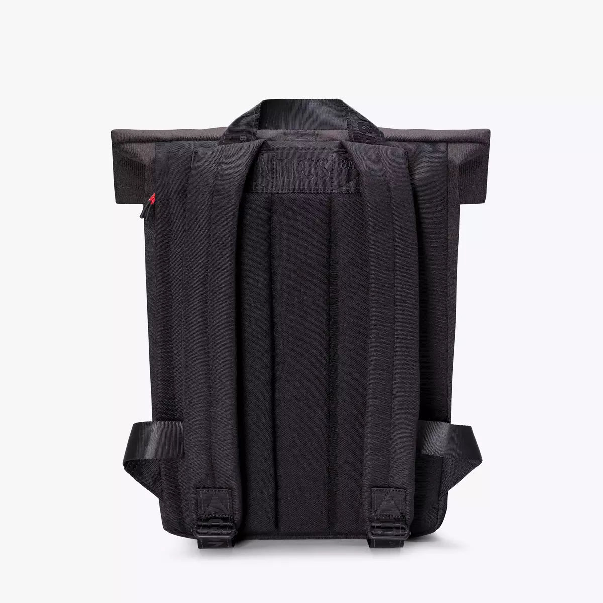 Jannik Mini Phantom Asphalt Reflective Backpack back view with padded straps and roll-top closure.