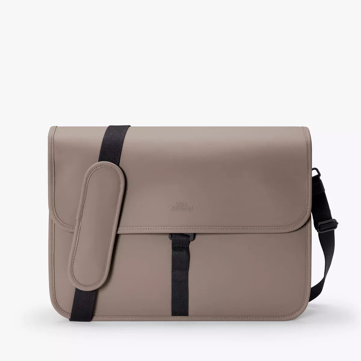 Katsu Lotus Infinity Dark Sand Shoulder Bag with magnetic closure and adjustable strap.