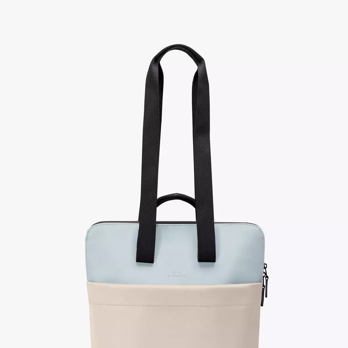 Masao Lotus Infinity Dusty Blue Light Sand Backpack features a sleek design with easily accessible zipper and magnetic pockets.