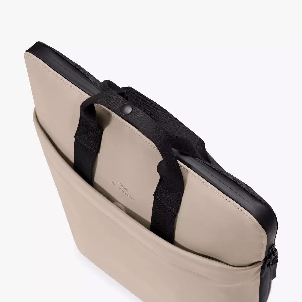 Masao Lotus Infinity Sand Backpack with laptop compartment and top handles, view from above