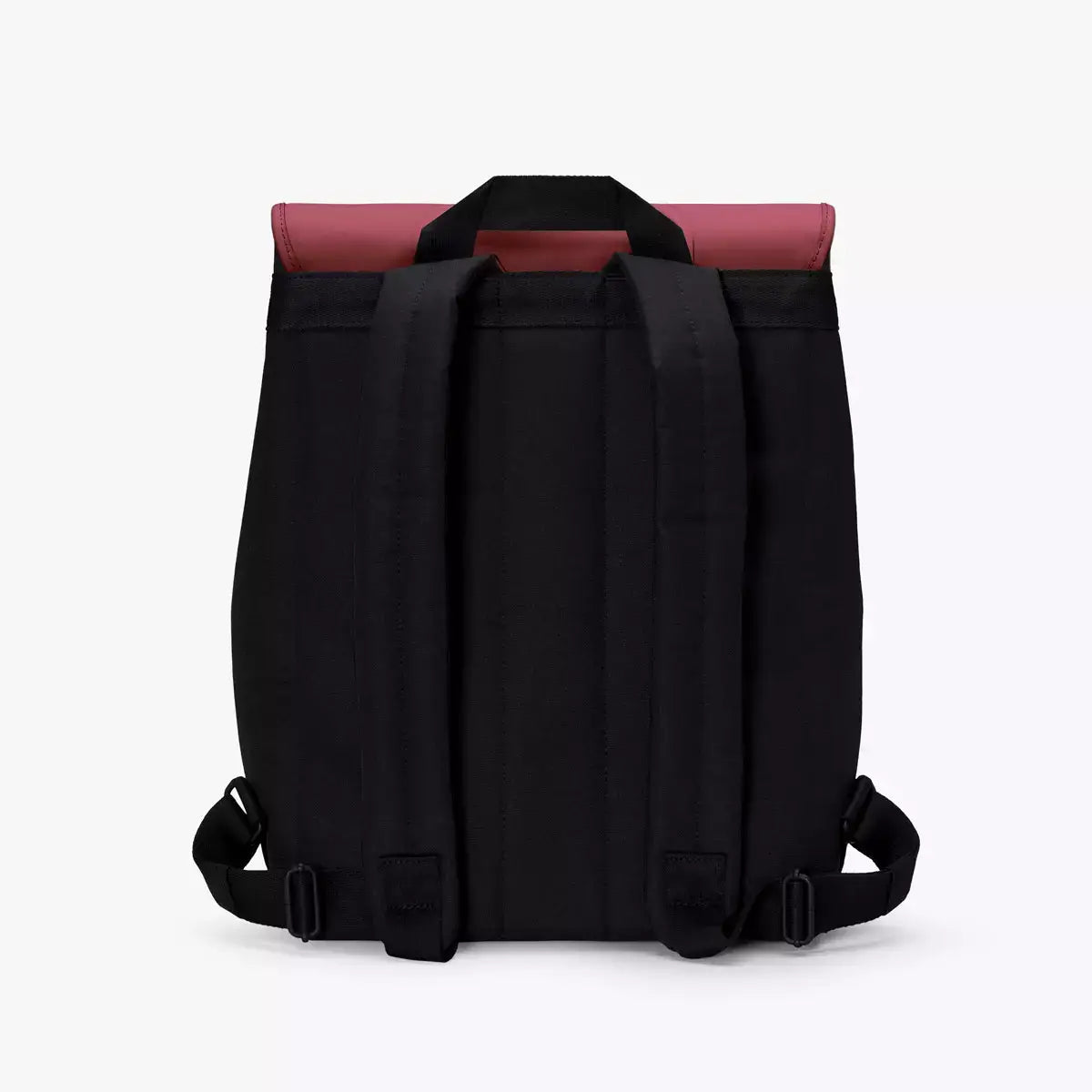 Mion Mini Lotus Infinity Burgundy Backpack showcasing the back view with padded straps and waterproof material.