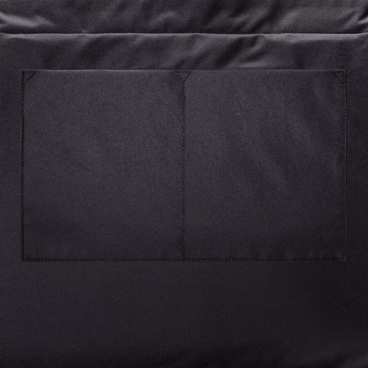 Close-up of the front of the Olivia Large Moss Black Shoulder Bag featuring a sleek black water-resistant fabric.