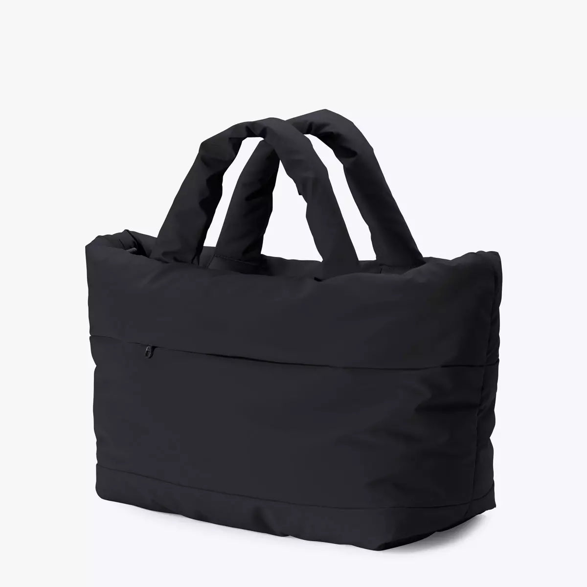 Olivia Medium Moss Black Shoulder Bag in black color with dual handles and front zip pocket.