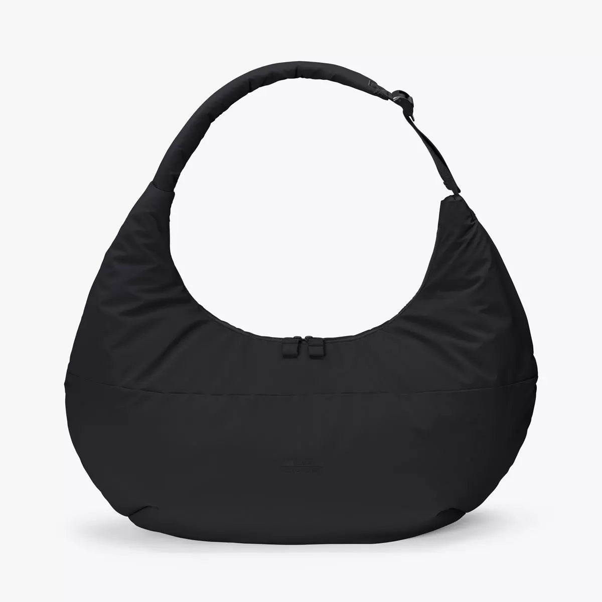 Shota Large Moss Black Shoulder Bag with puffer design and padded adjustable strap.