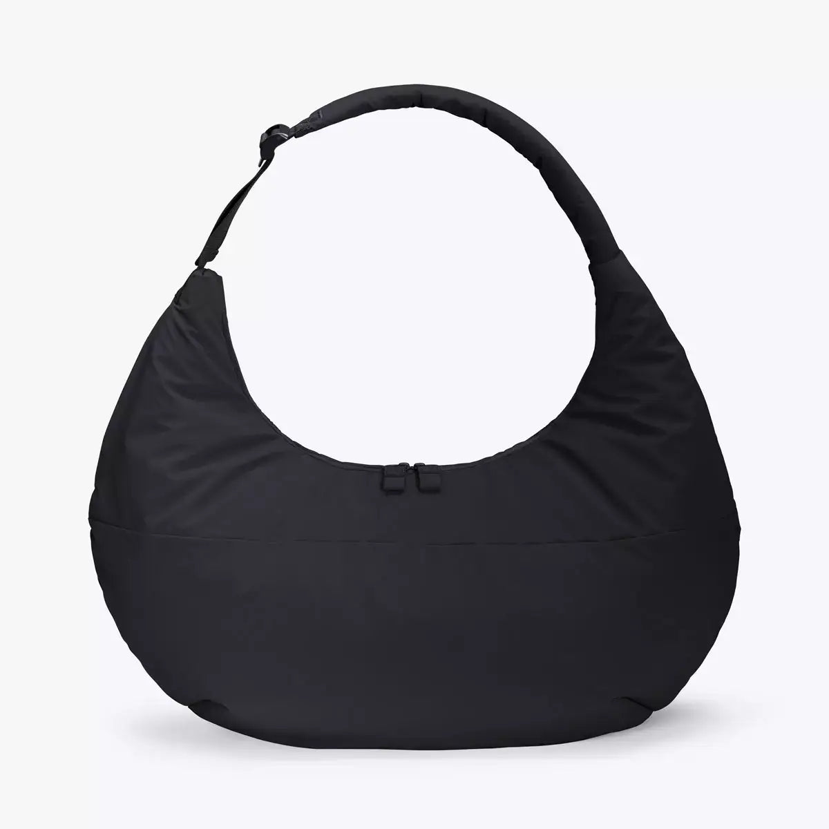 Shota Large Moss Black Shoulder Bag - water resistant puffer bag with adjustable strap and zipper compartments.