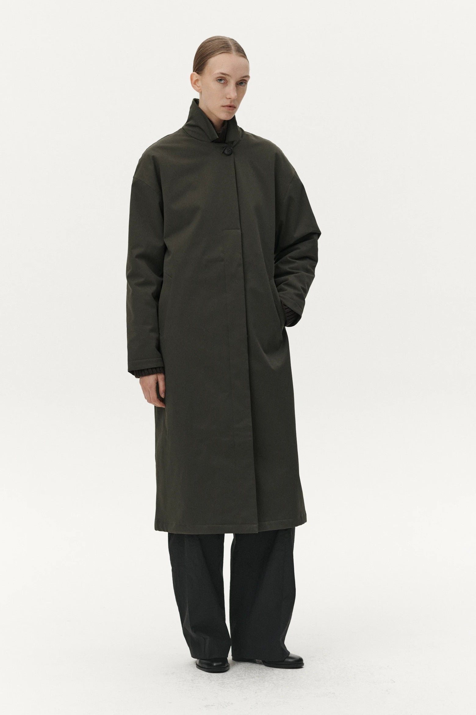 Janice B Ninspin Dark Moss Coat