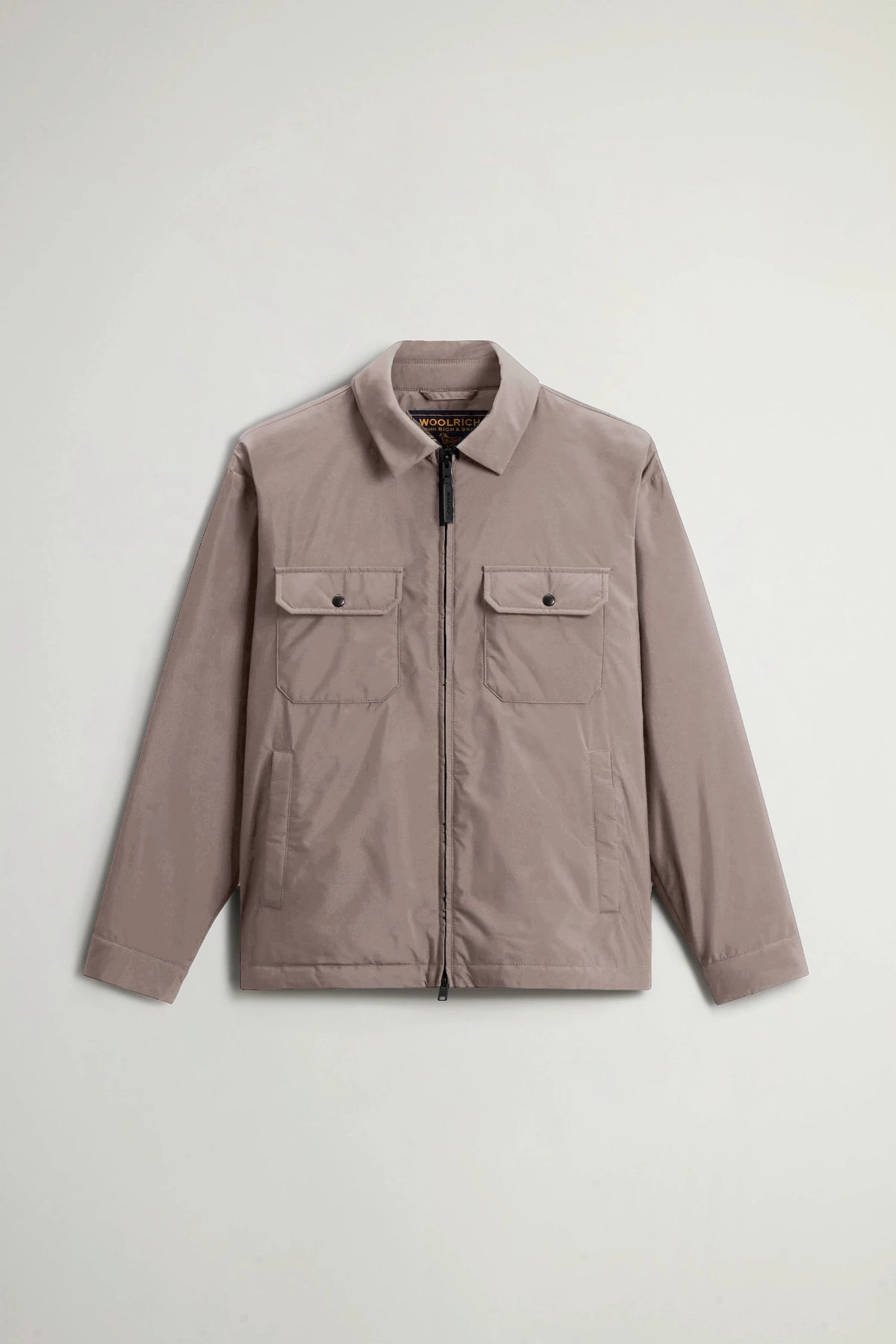 Cloud Overshirt Falcon by Woolrich, premium down filled overshirt in beige color, water resistant and stylish.