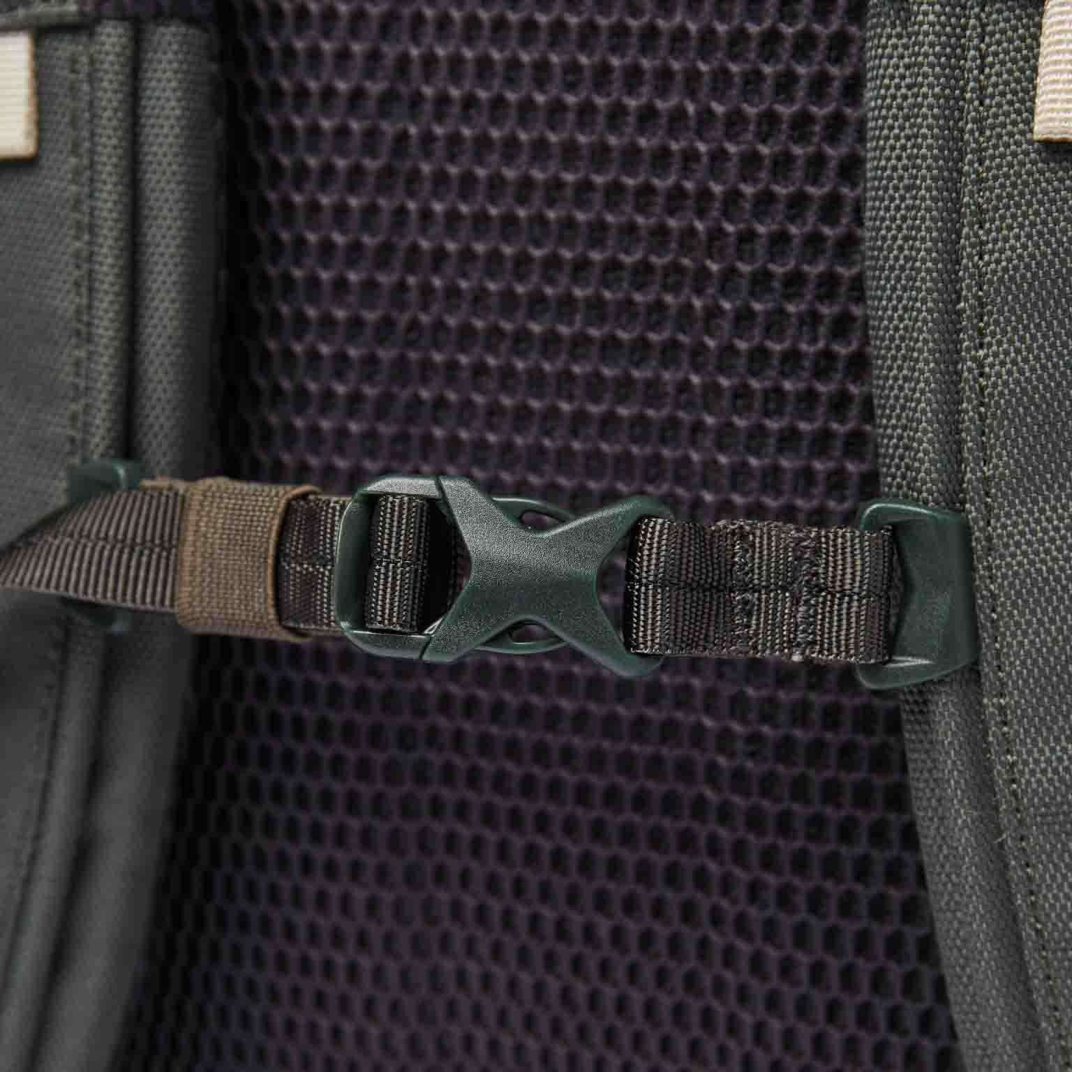 Detailed view of the adjustable straps on the Arvid Multi Green Backpack for comfort and support.