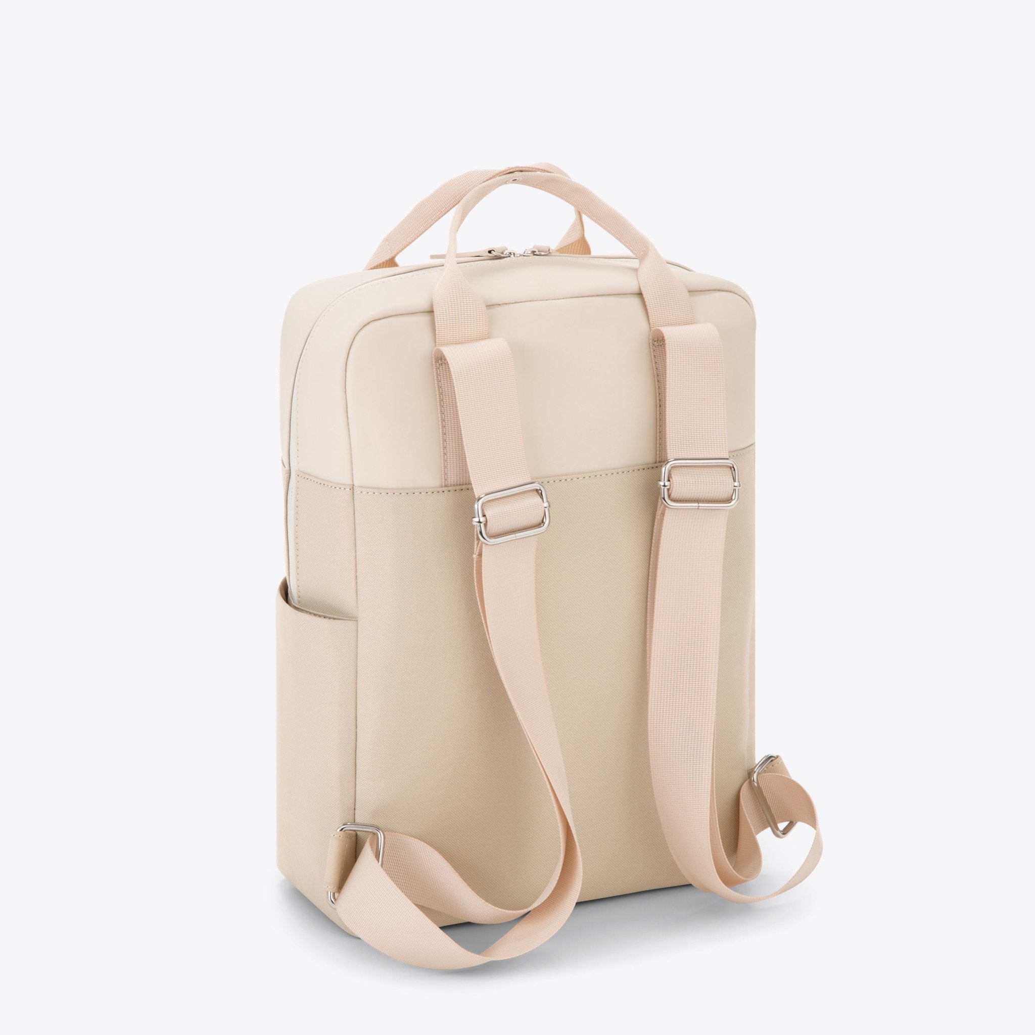 Bergen Sandstone Backpack in a minimalist design, showcasing water-resistant material and functional pockets.