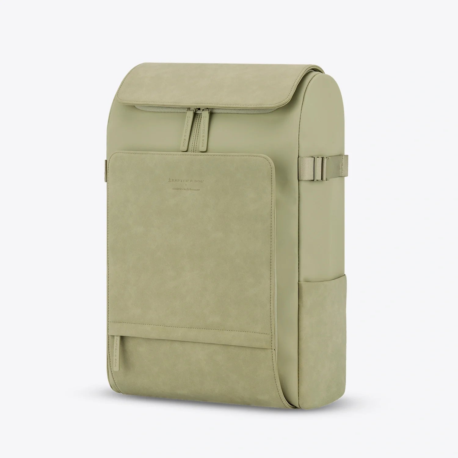 Bali Dusty Pistachio Backpack with ergonomic design and water-repellent material in a stylish green color.