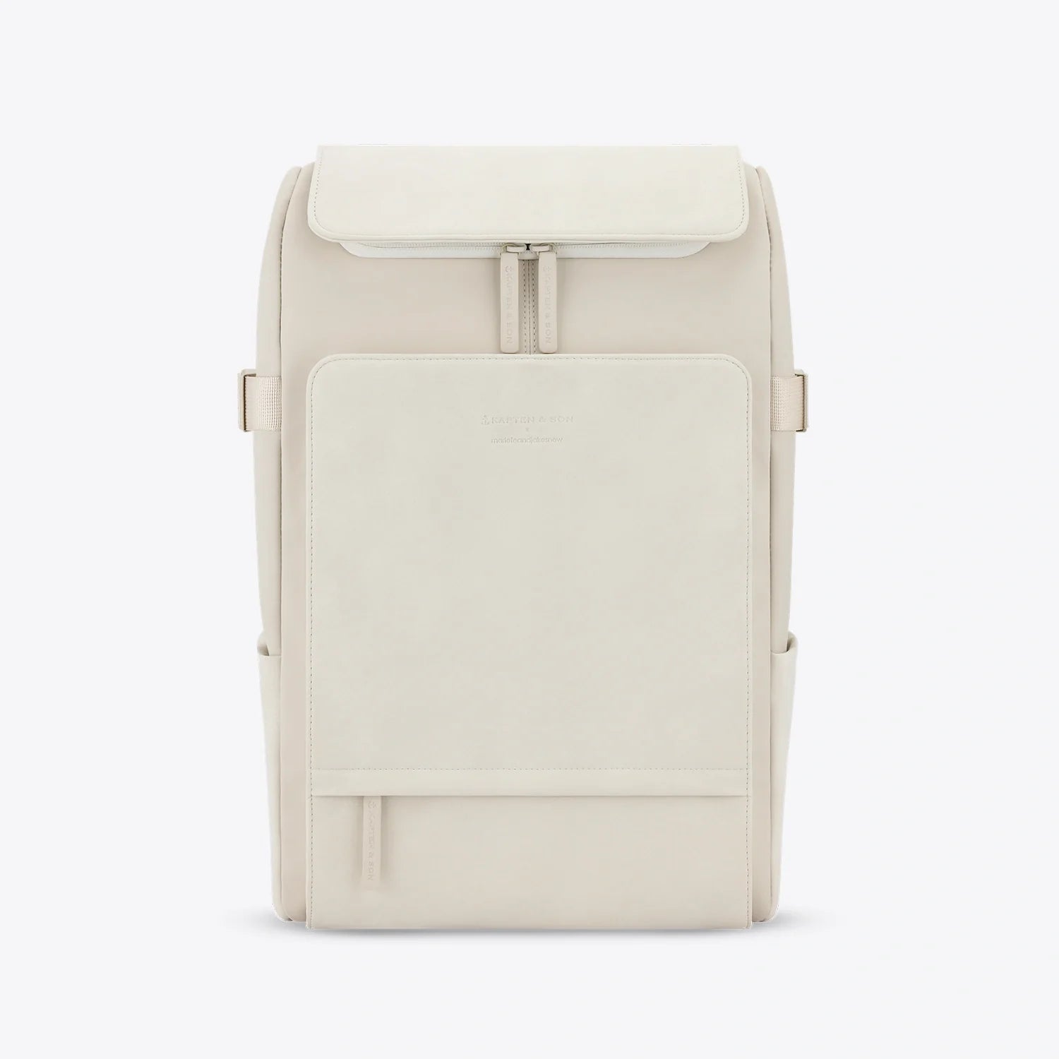 Bali Sandstone Backpack featuring a minimalist design, front pocket, and padded straps for comfort.