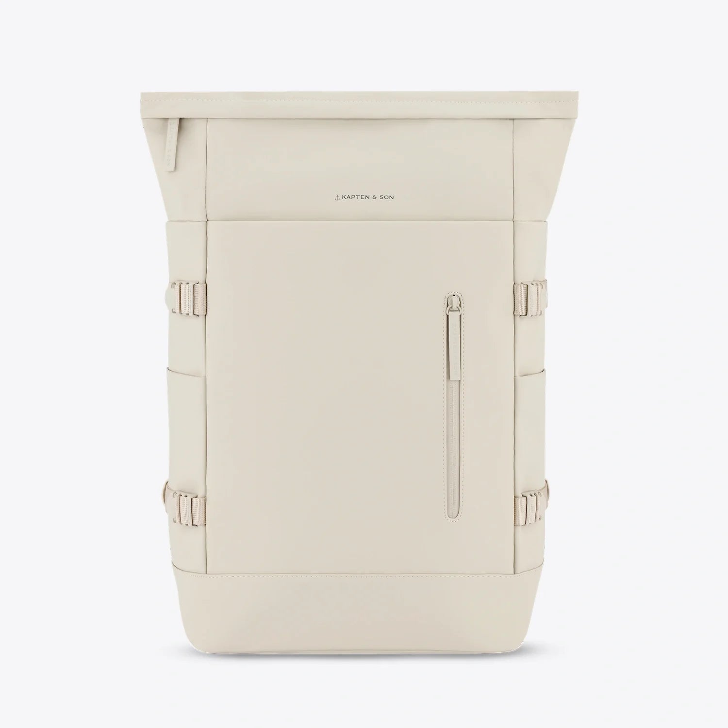 Helsinki Pro Sandstone Backpack featuring water resistant vegan tech material with multiple pockets.