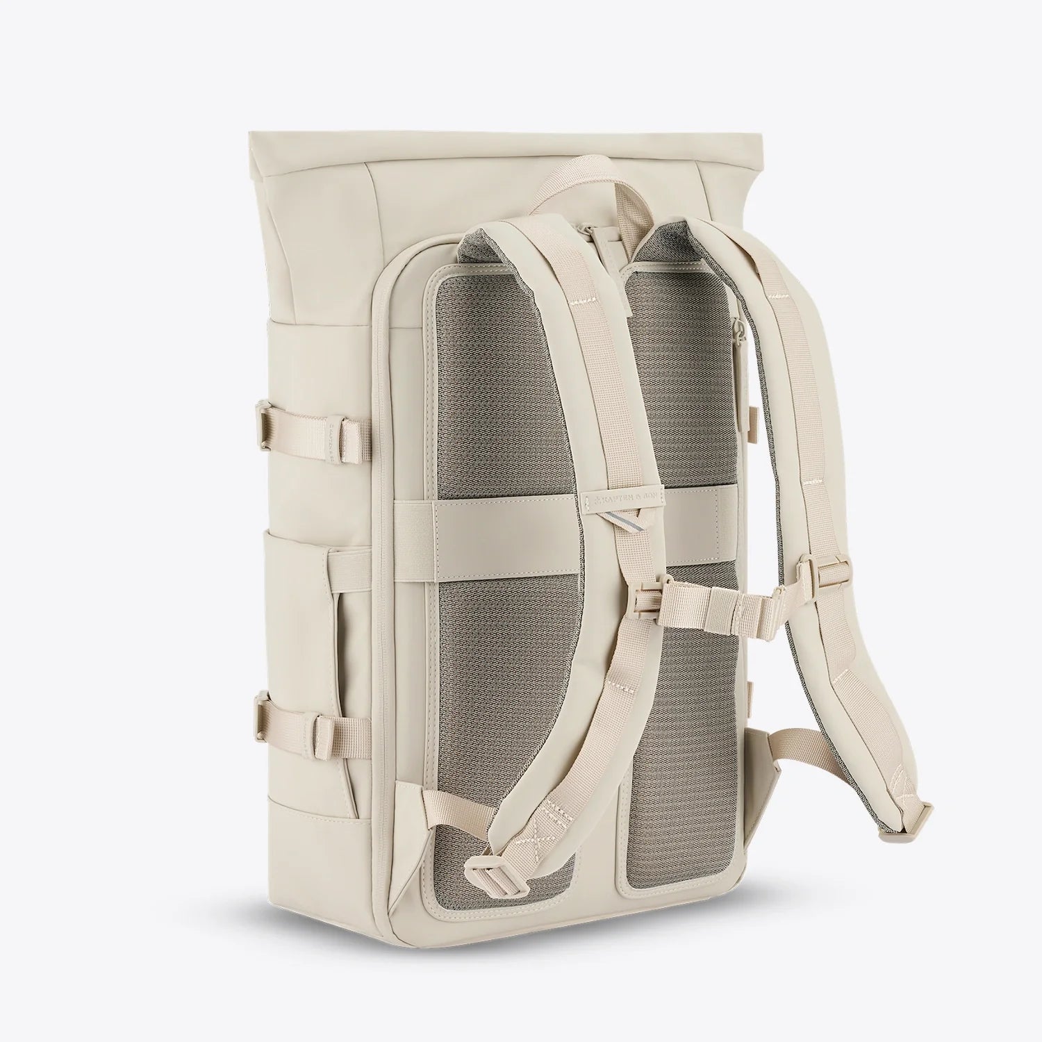Helsinki Pro Sandstone Backpack showcasing padded shoulder straps and sleek design.