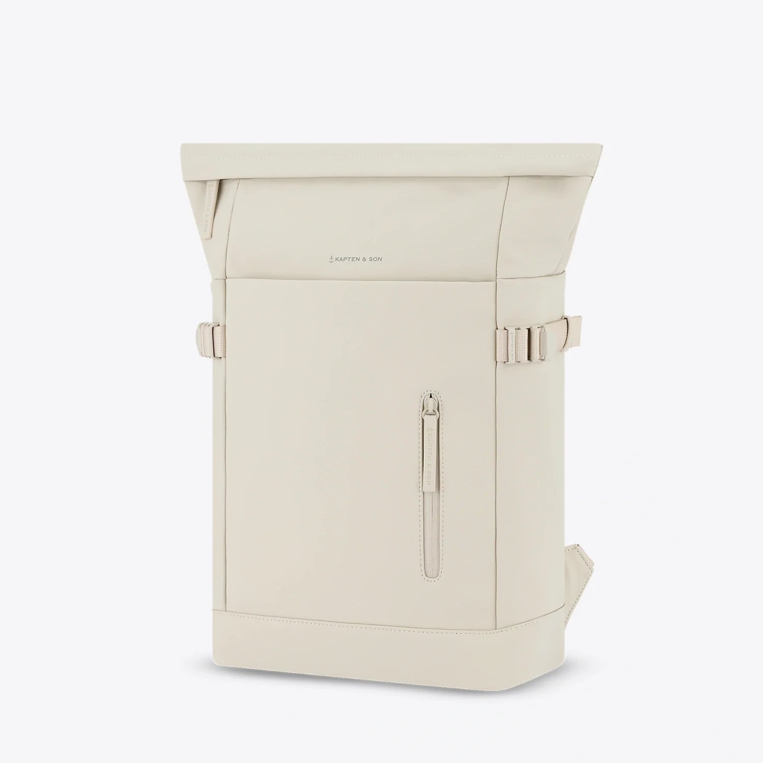 Helsinki Sandstone Backpack made from water resistant vegan tech material with adjustable straps.