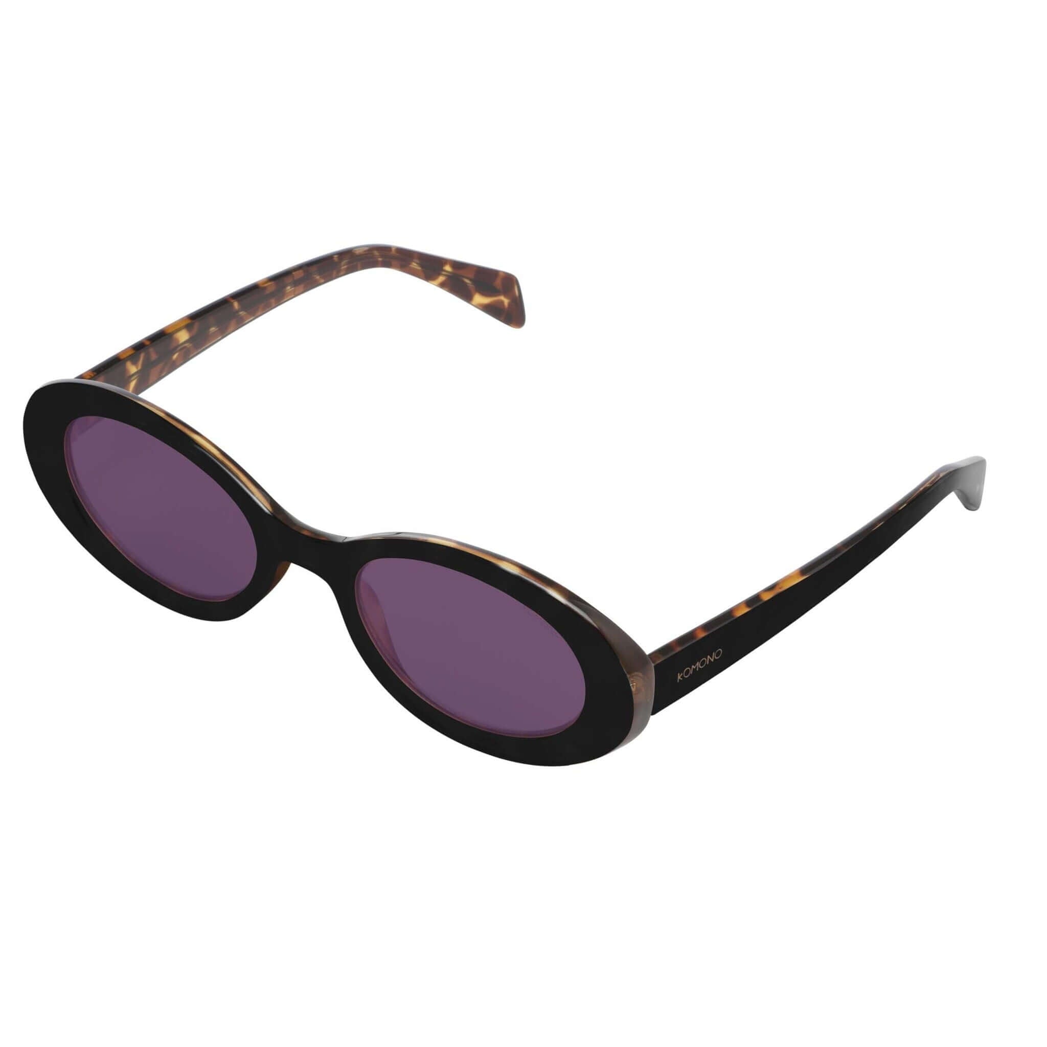Ana Black Tortoise Plum Sunglasses with purple lenses and eco-made bio nylon frame, stylish unisex design.