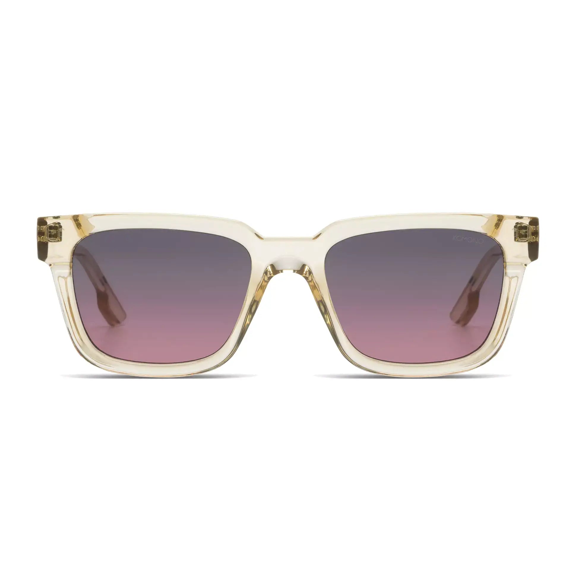 Bobby Red Sands Sunglasses featuring a stylish transparent frame with dark blue to red gradient lenses.