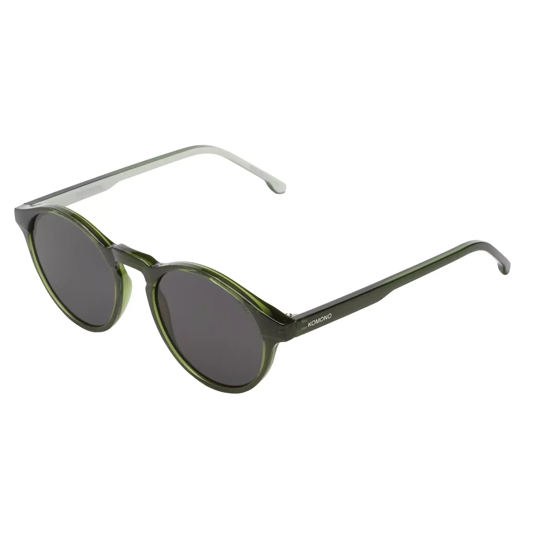Devon Seaweed Sunglasses with solid smoke lenses and eco-made bio nylon frame.
