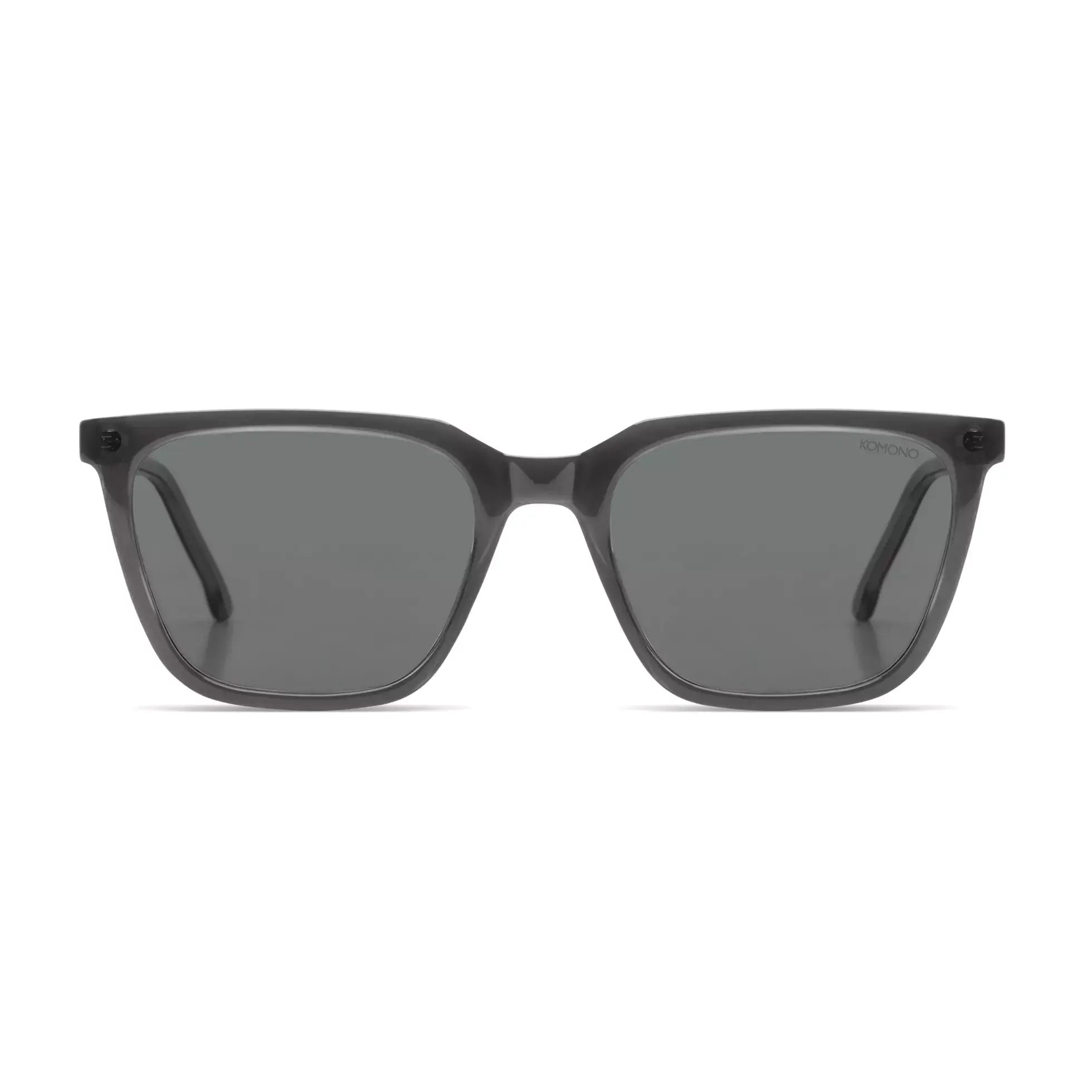 Jay Iron Sunglasses front view with solid smoke lenses and eco-friendly bio nylon frame.