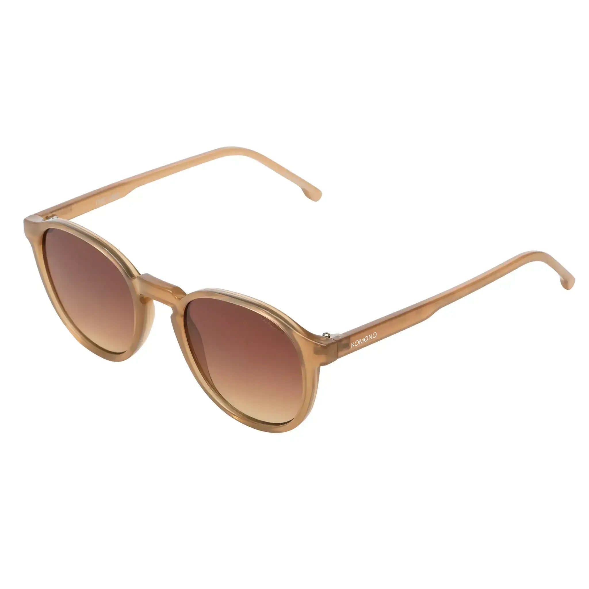 Liam Sahara Sunglasses with gradient brown lenses, eco-friendly design, and UV 400 protection.