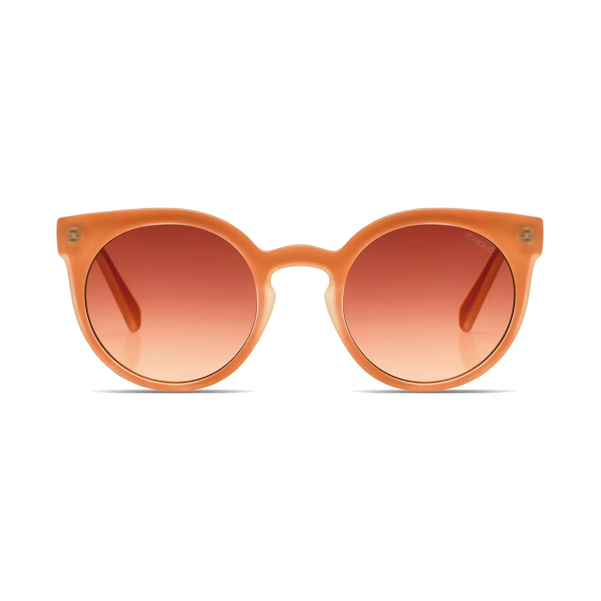 Lulu Velvet Coral Sunglasses with cat eye design and rose gradient UV 400 protection lenses.