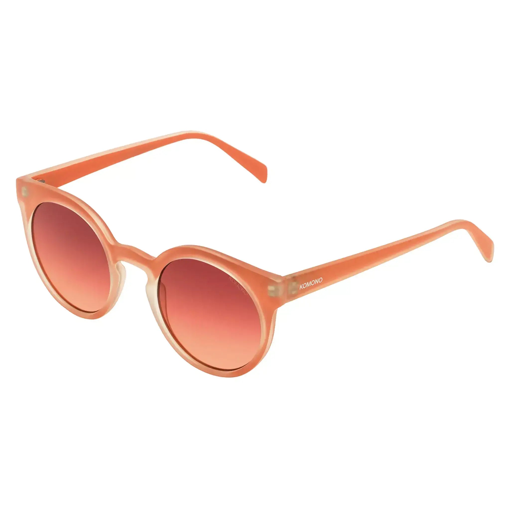 Lulu Velvet Coral Sunglasses in cat eye style with rose gradient lenses and eco-friendly frame.