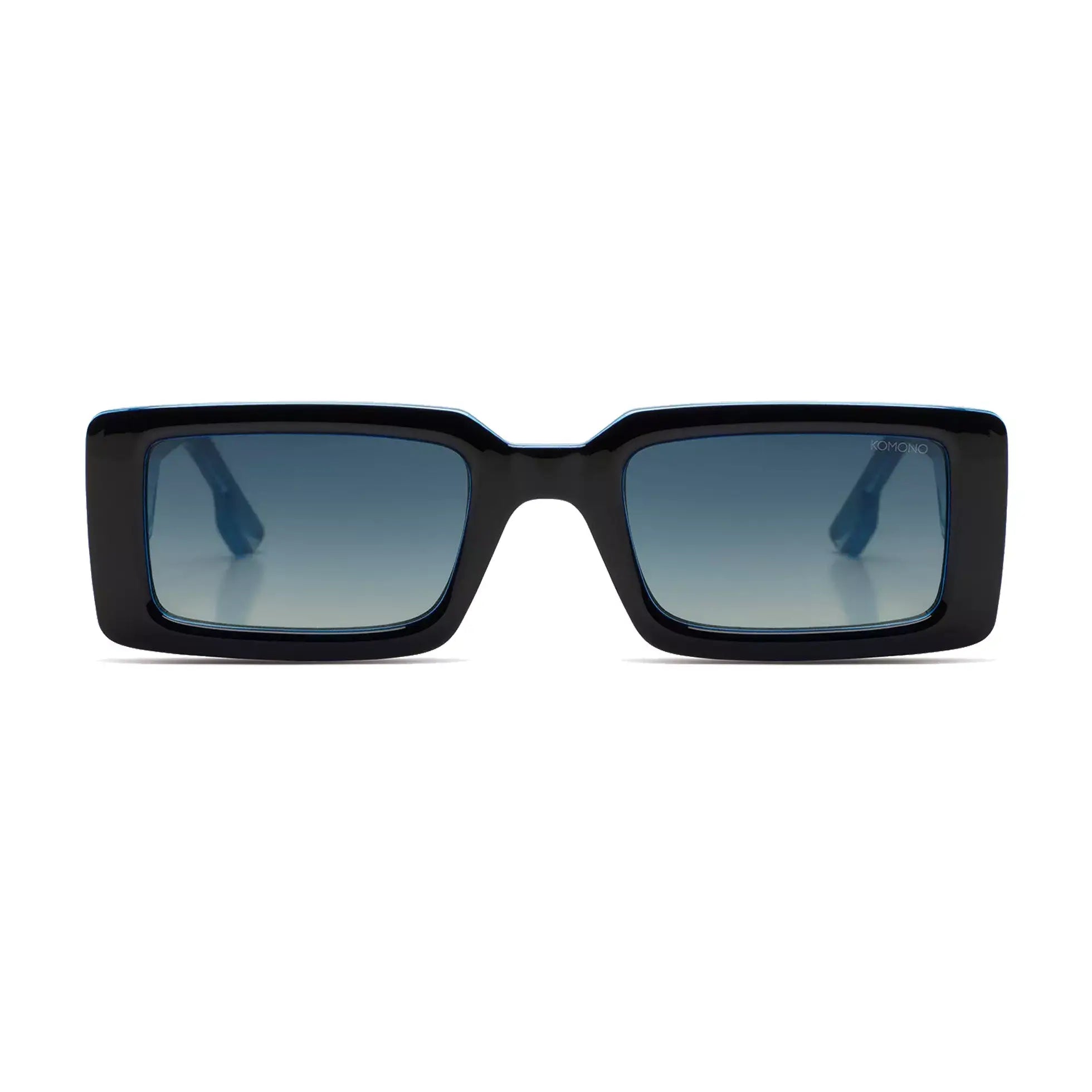 Malick Midnight Sky Sunglasses - Unisex black frame with dark blue gradient lenses, UV 400 protection and eco-made design.