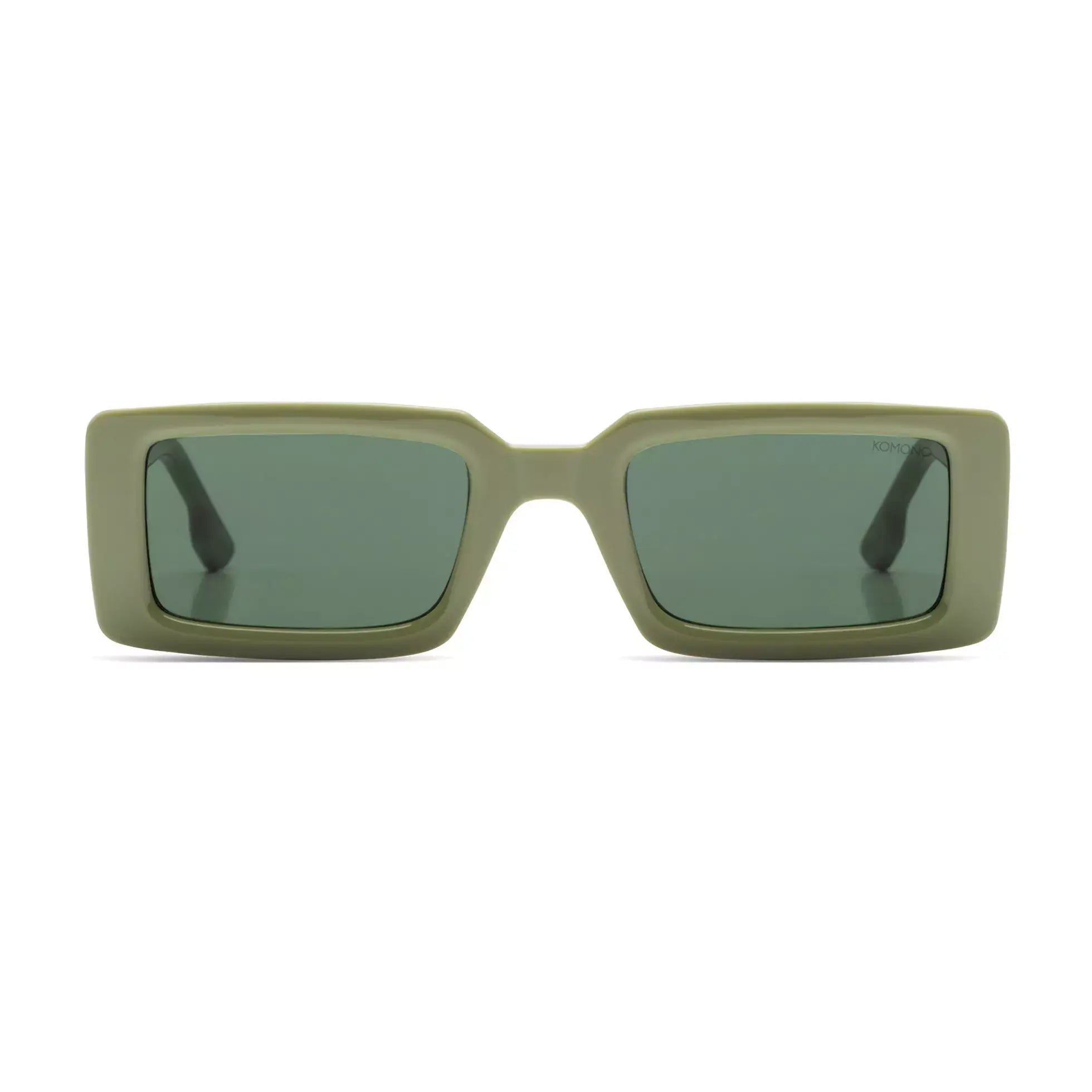Malick Moss Sunglasses in solid green, unisex model with UV 400 protection and eco-friendly bio nylon frame.
