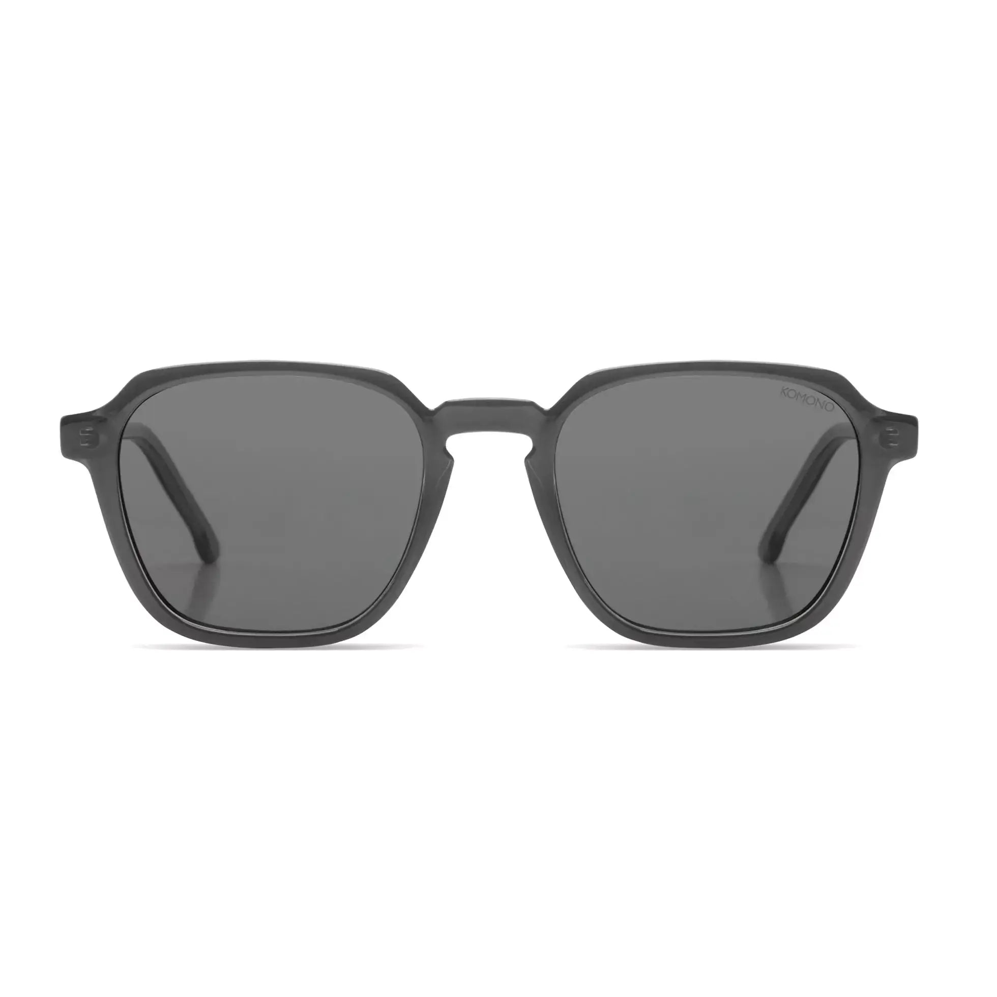 Matty Iron Sunglasses featuring solid smoke lenses, eco-made bio nylon frame, UV 400 protection.