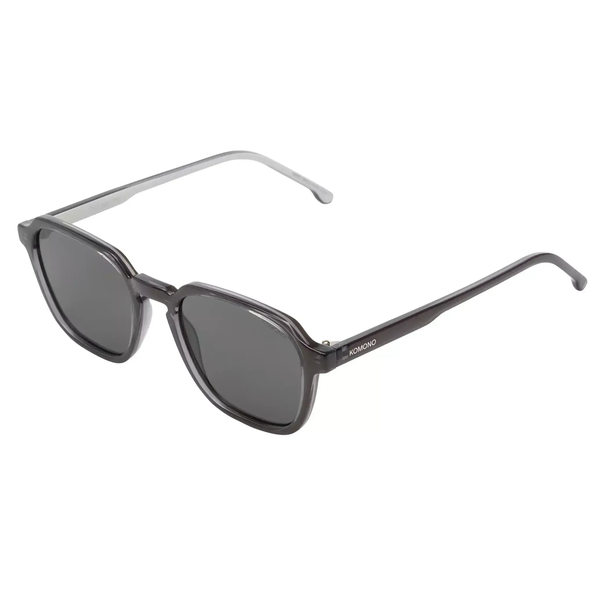 Matty Iron Sunglasses with solid smoke lenses and eco-made bio nylon frame, featuring UV 400 protection.