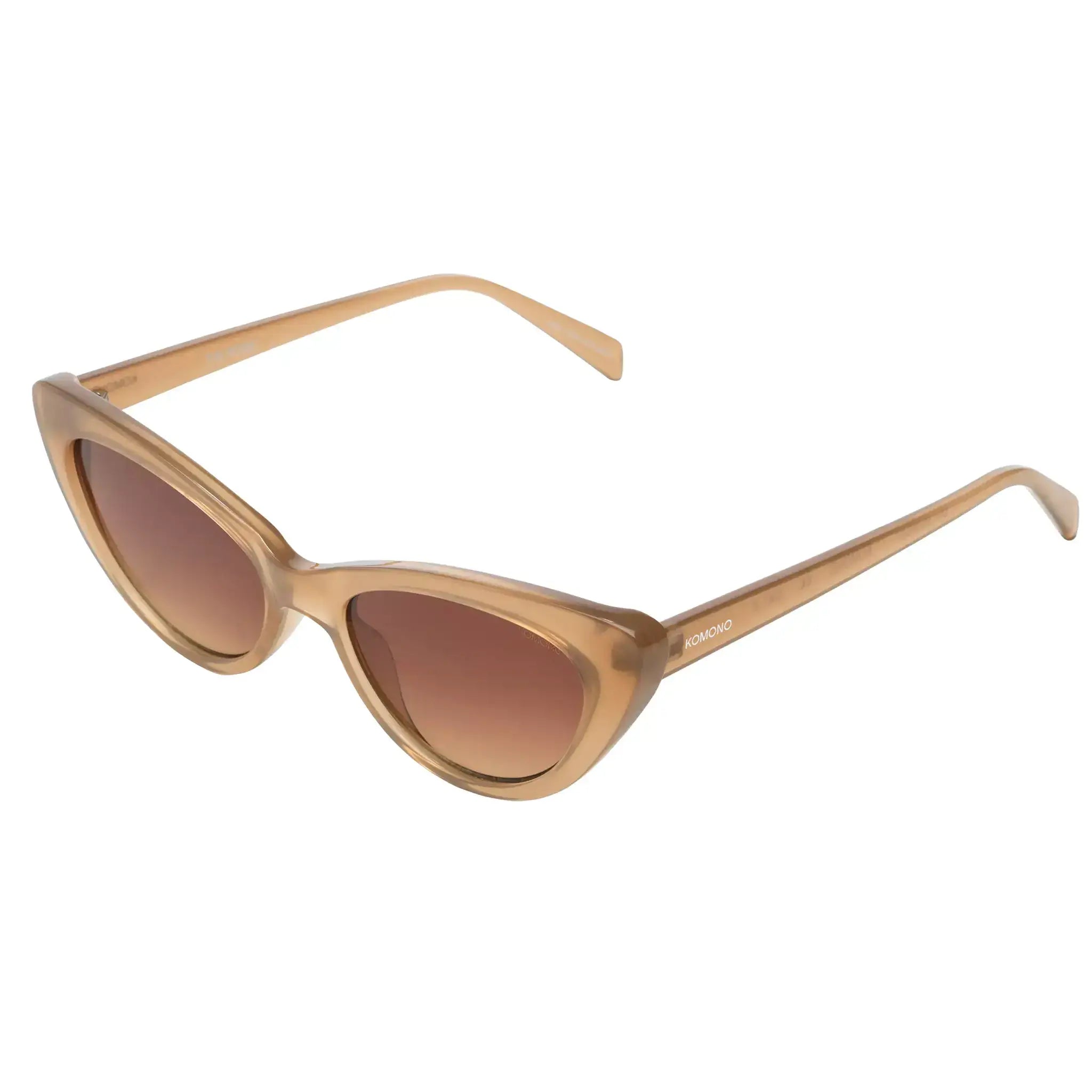 Rosie Sahara Sunglasses with gradient brown lenses and a stylish brown frame, soft case and cleaning cloth included.