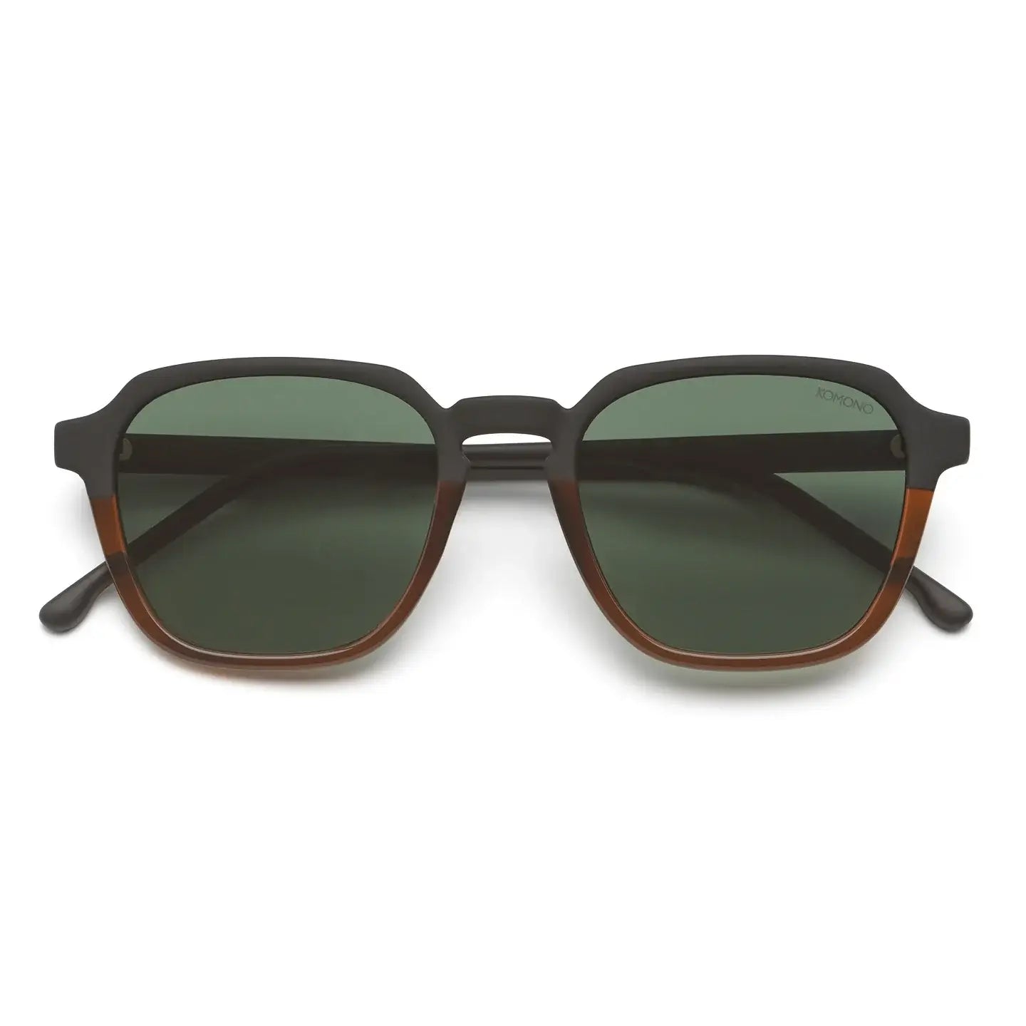Front view of Matty Bronze Carbon Sunglasses with dark lenses, eco-made frame, UV 400 protection, and a stylish design.